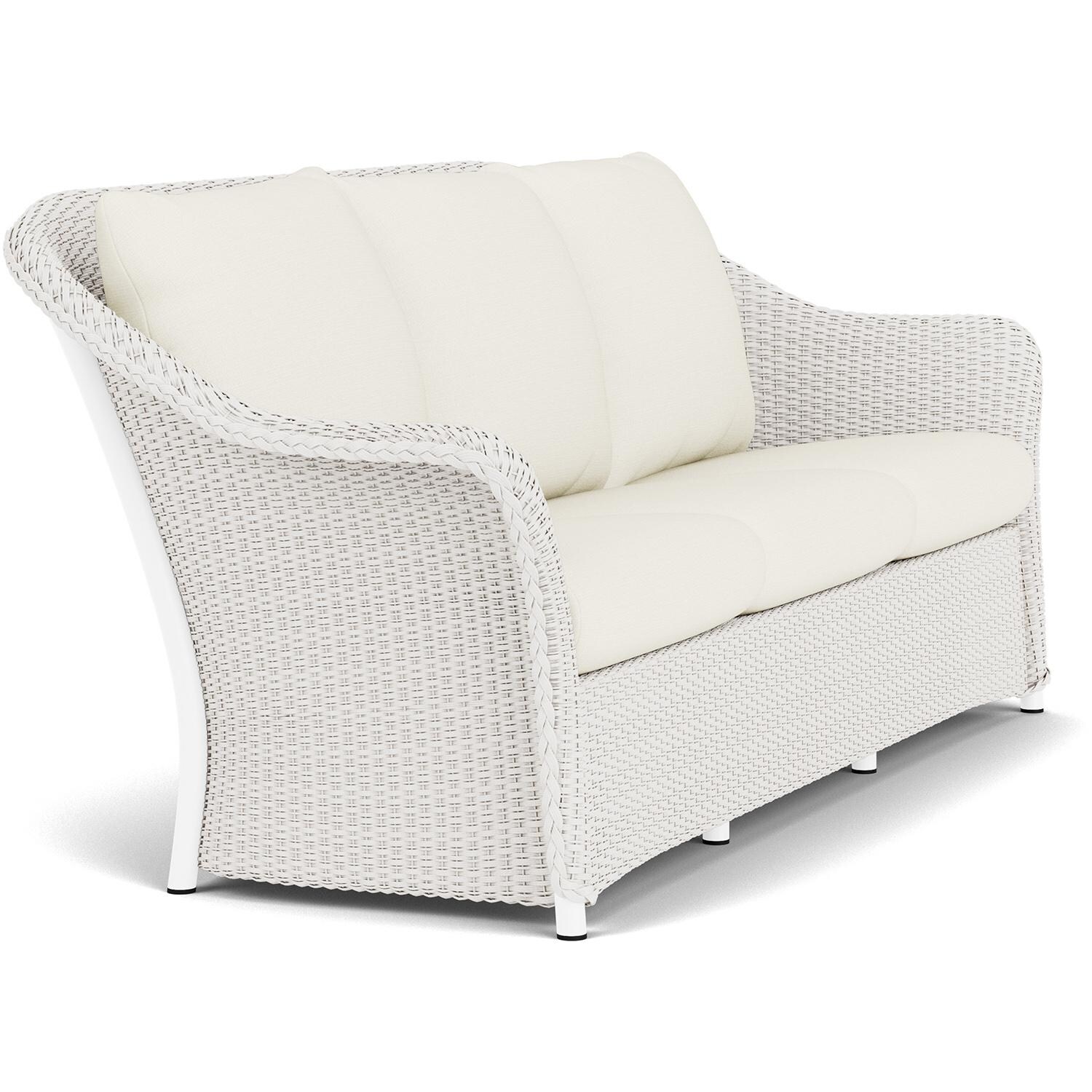Lloyd Flanders Weekend Retreat Sofa in White Finish W/ Sailcloth Salt Fabric - Angled thumbnail
