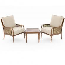 Arabella 3 Piece Aluminum Patio Conversation Set W/ Club Chairs & Sunbrella Cast Ash Cushions By Lakeview Outdoor Designs image