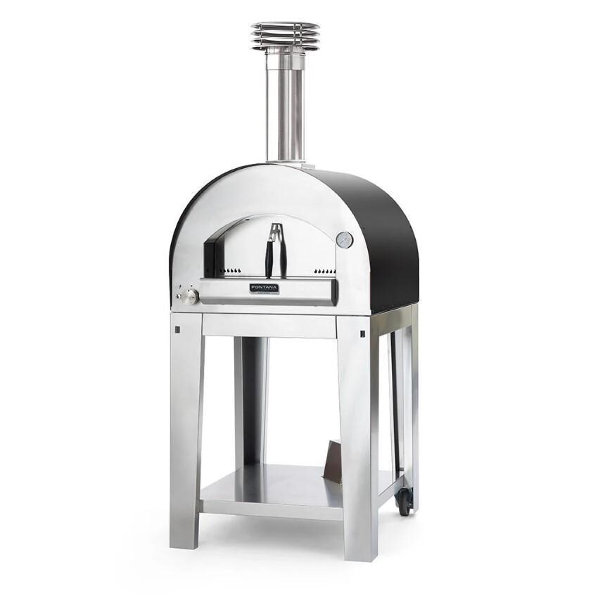 Fontana Forni FTNAP-H-A Napoli Hybrid Pizza Oven - Anthracite - On Portable Cart (Optional) - White Background thumbnail