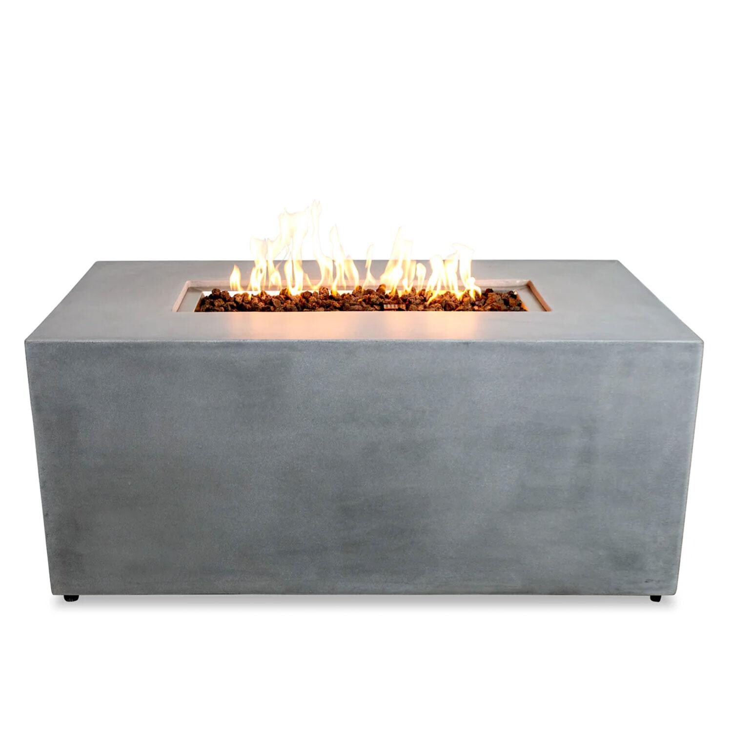 Glenwood 55-in Rectangular Concrete Propane Fire Pit in Natural Gray by Lakeview Outdoor Designs - Front View - White Background thumbnail