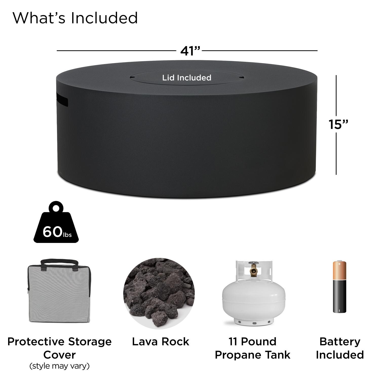 Covewood 41-in Round Aluminum Propane Fire Pit Table in Charcoal by BBQGuys Signature - Included - Detail thumbnail