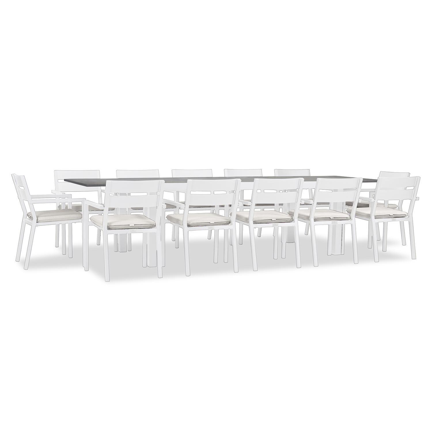 Calm Bay 13 Pc Extendable Dining Set in White/Canvas Natural by Lakeview - White Background 2 thumbnail