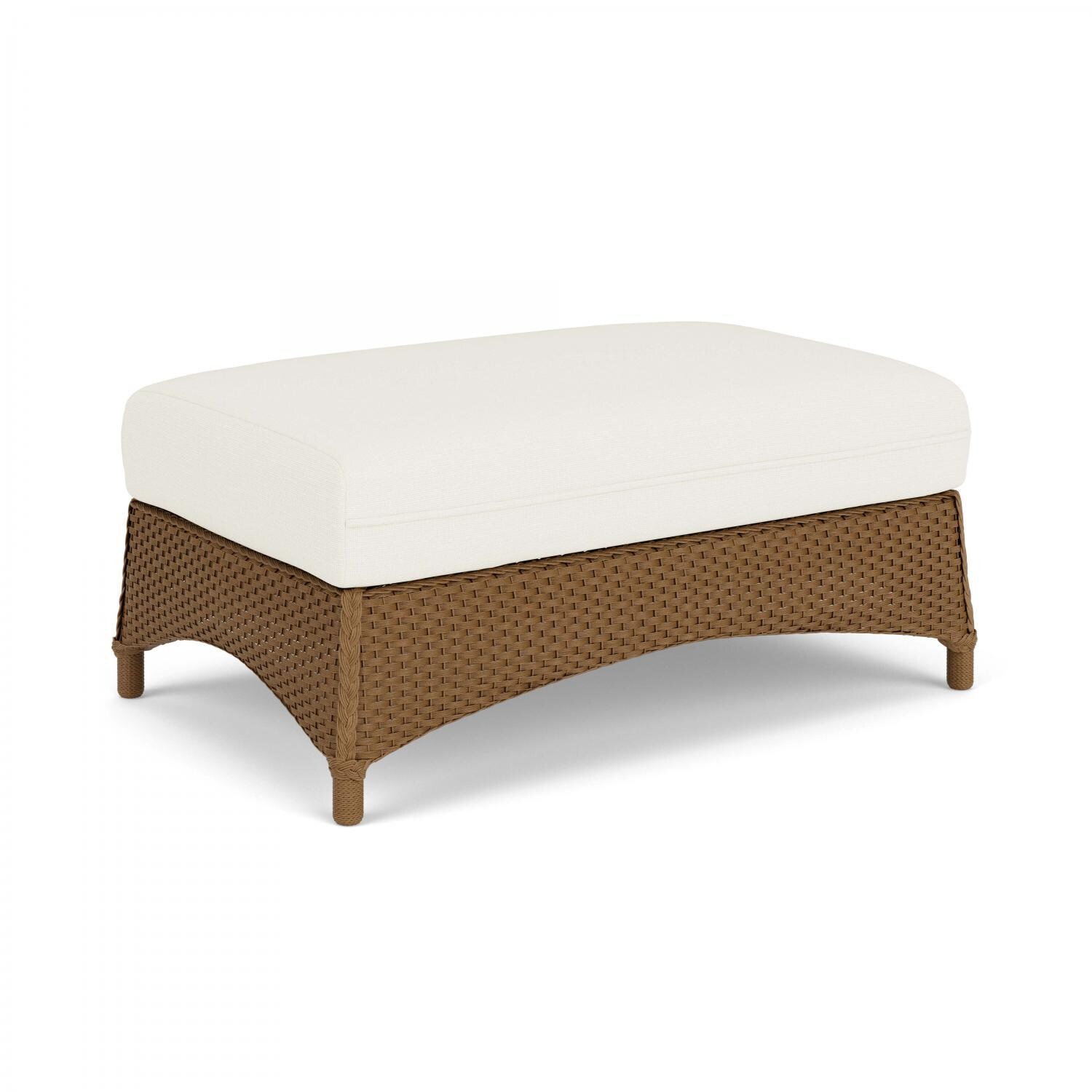 Lloyd Flanders Mandalay Large Ottoman in Hickory Finish with Sailcloth Salt fabric - Angled thumbnail