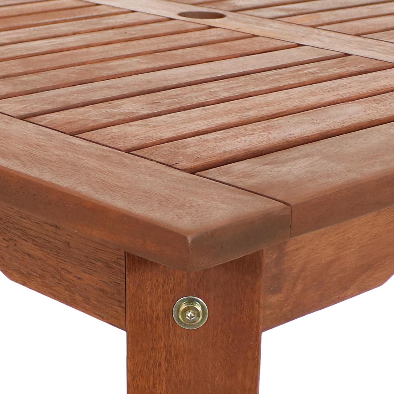 Ultimate Patio 31 1/2-Inch Meranti Wood Square Table W/ Teak Oil Finish - Detail thumbnail