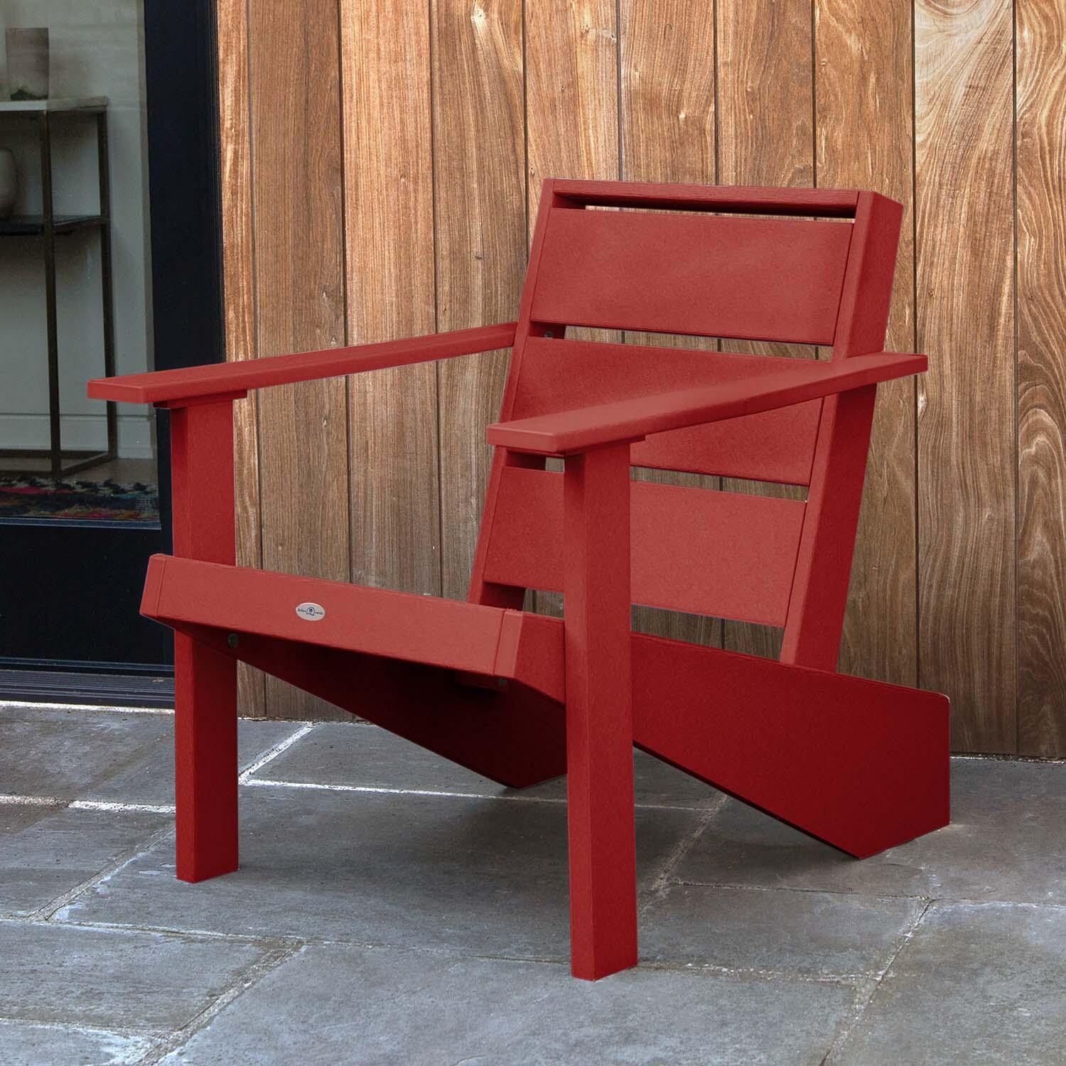 Hazel Cove Recycled Plastic Adirondack Chair in Boathouse Red by Lakeview Outdoor Designs - Lifestyle thumbnail