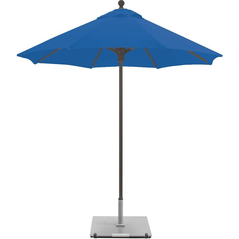 Galtech 7.5 Ft. Commercial Octagonal Aluminum Patio Market Umbrella W/ Push Lift - Antique Bronze Frame W/ Sunbrella Canvas True Blue Canopy