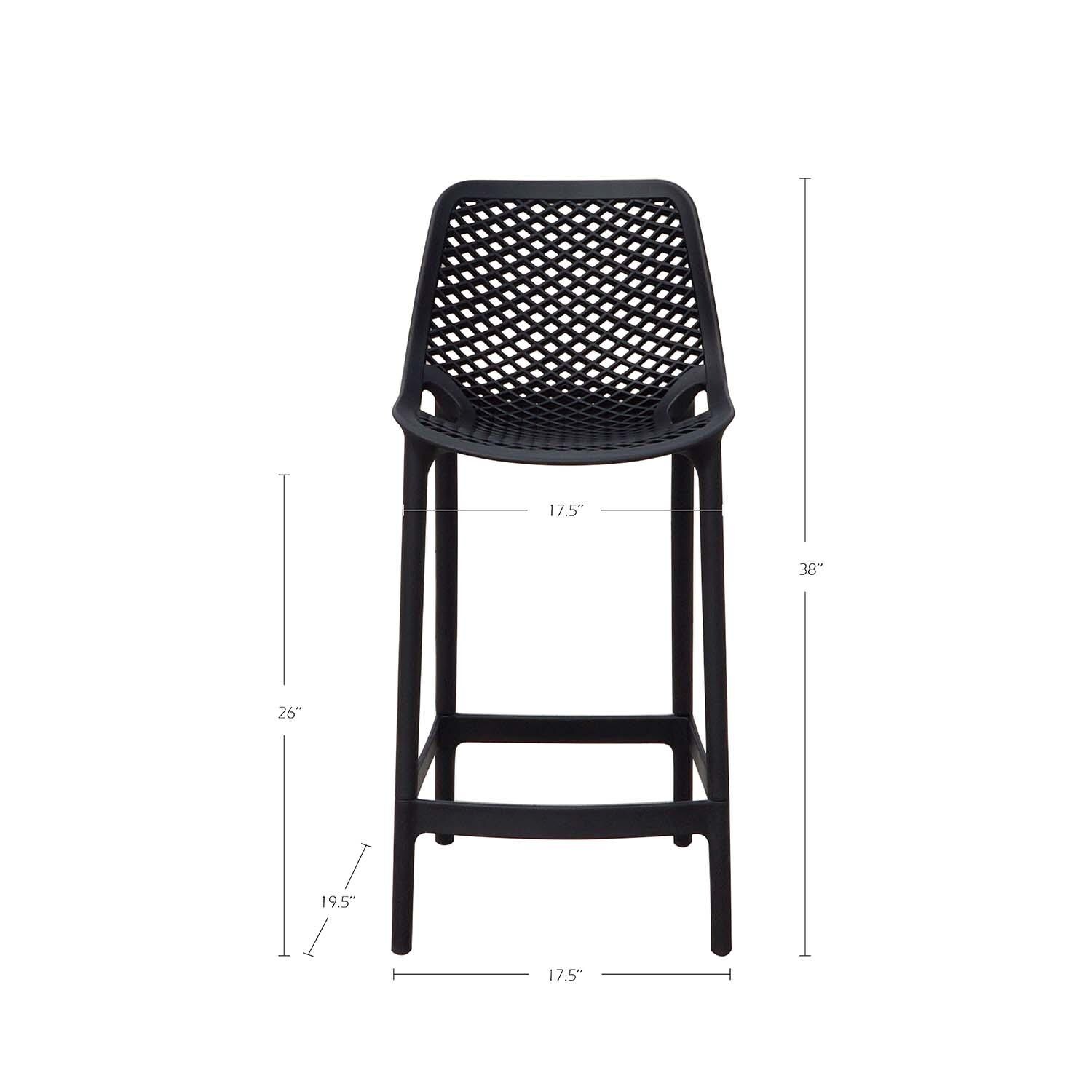 All Space Polyresin Counter Height Bar Stool Set of 4 in Noir By Darlee - Dimensional thumbnail