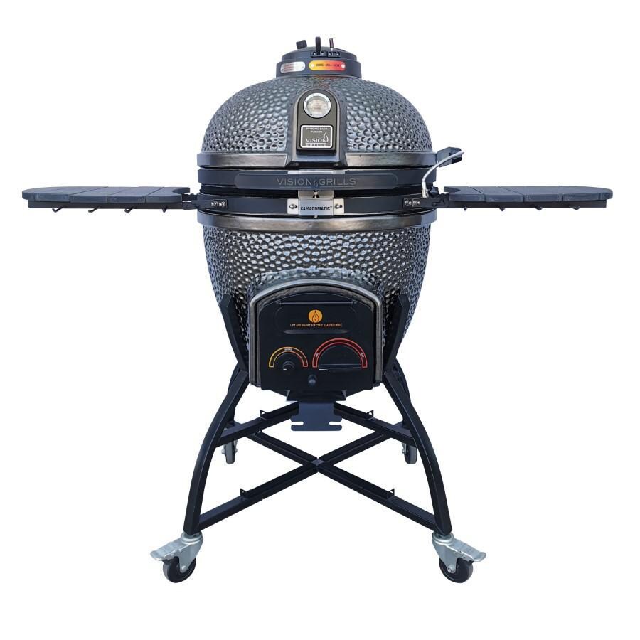 Vision Grills XD-402MG Vision Elite Series XD402 Deluxe 20-Inch Kamado Grill - Metallic Gun Metal Grey thumbnail