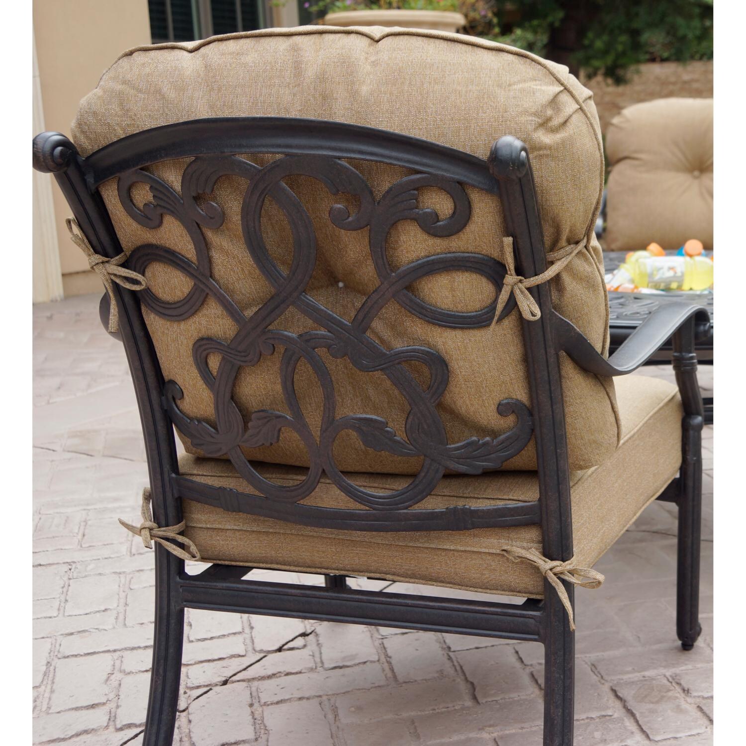 Darlee DL2058-1-2 Santa Monica 2 Piece Cast Aluminum Patio Club Chair Set W/ Sesame Cushions - Back Detail thumbnail