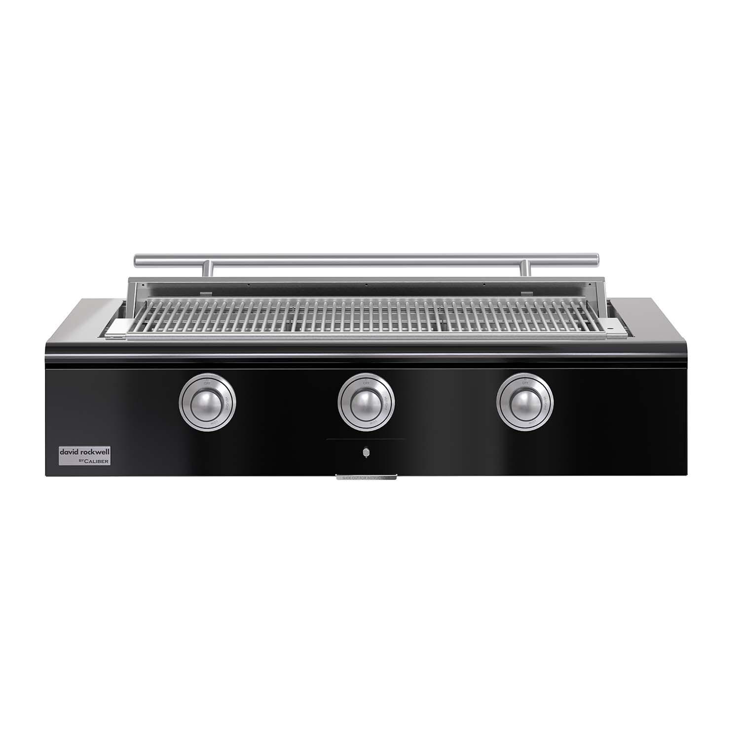Caliber CRG-48BN00-A-044-H04 48-in Natural Gas Built-In Rockwell Grill - Gloss Black w/ Stainless Steel Hardware - White Background thumbnail