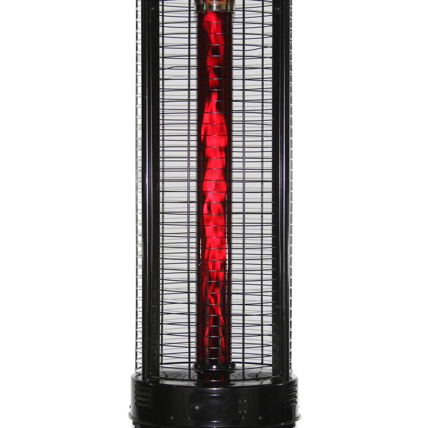 RADtec EF-Ruby 80-Inch Ellipse Flame Patio Heater - Black with Ruby Glass - Zoomed In thumbnail