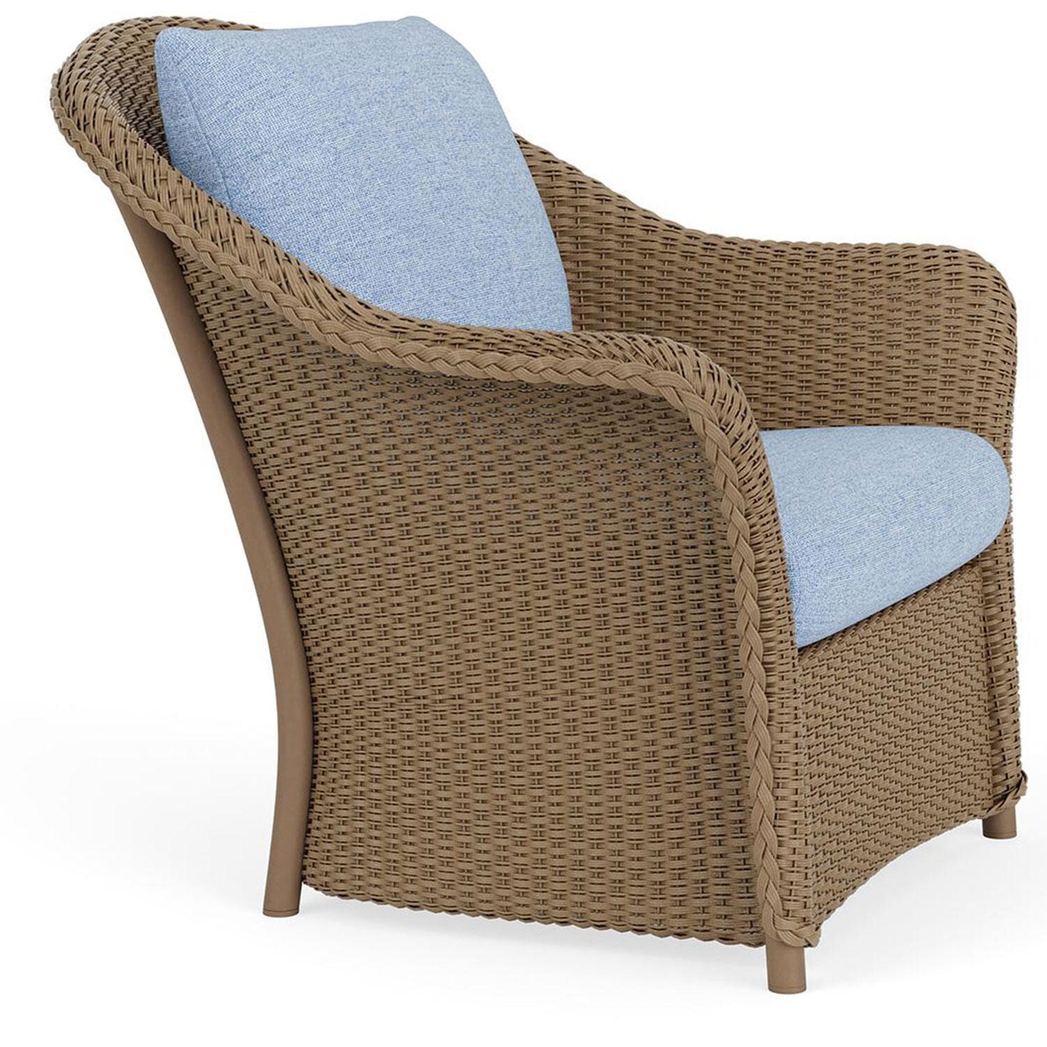 Lloyd Flanders Weekend Retreat Lounge Chair in Fawn Finish W/ Demo Skyway Fabric - Angled thumbnail