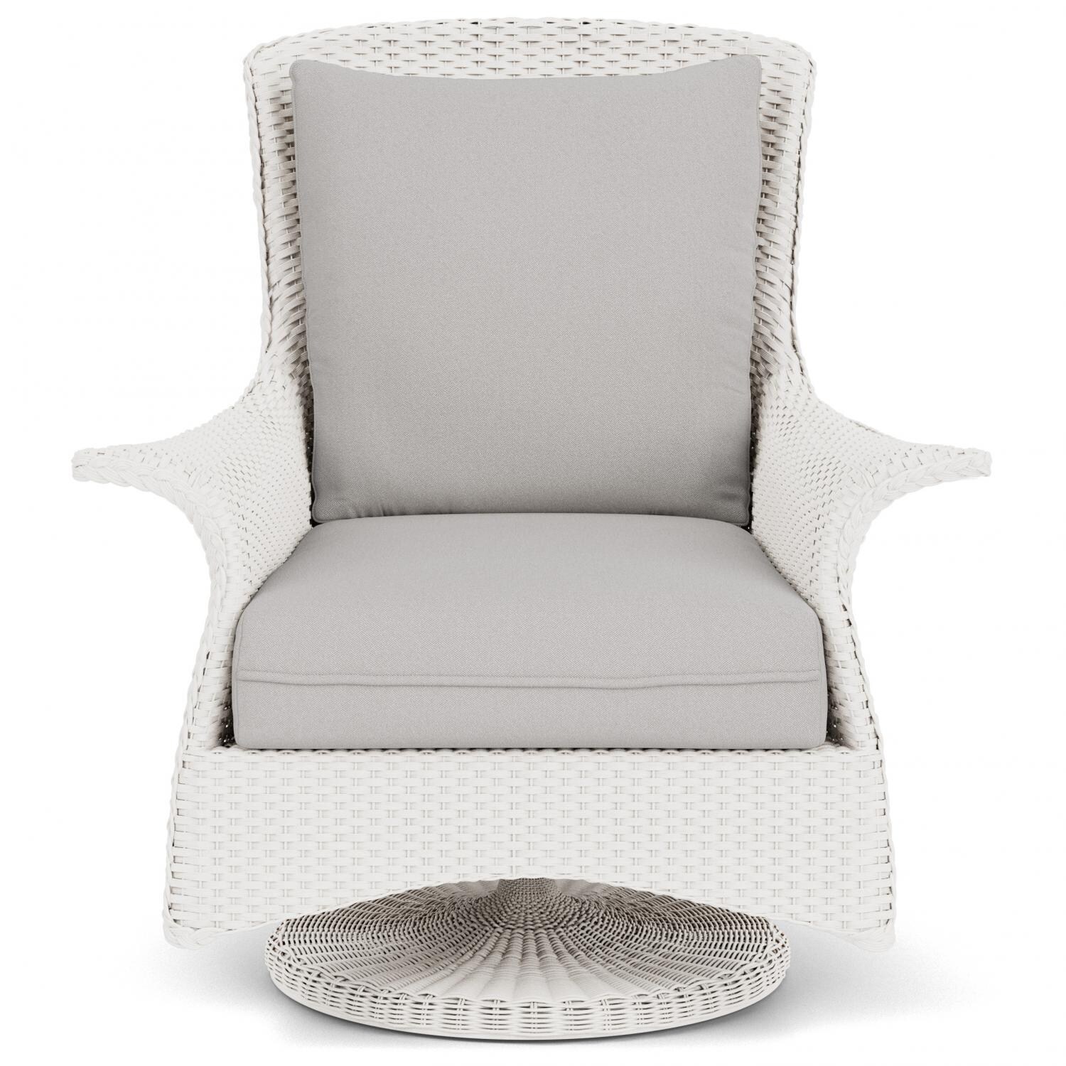 Lloyd Flanders Mandalay Swivel Rocker Lounge Chair in White Finish with Tundra Dove fabric thumbnail