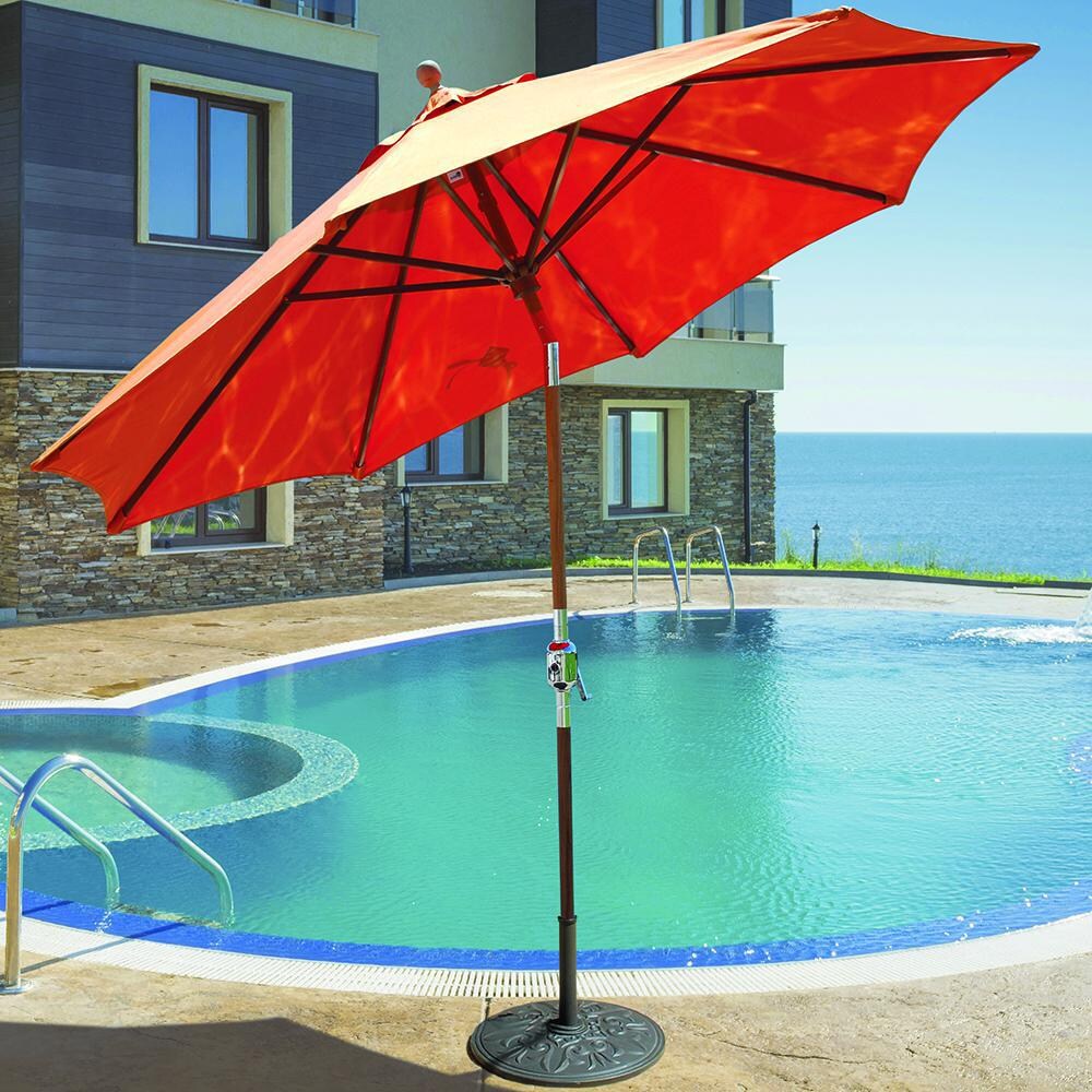best teak patio umbrella Capri Octagon Alu 9 ft (White) KEY DETAILS Design San Miguel Adjustable Teak Outdoor