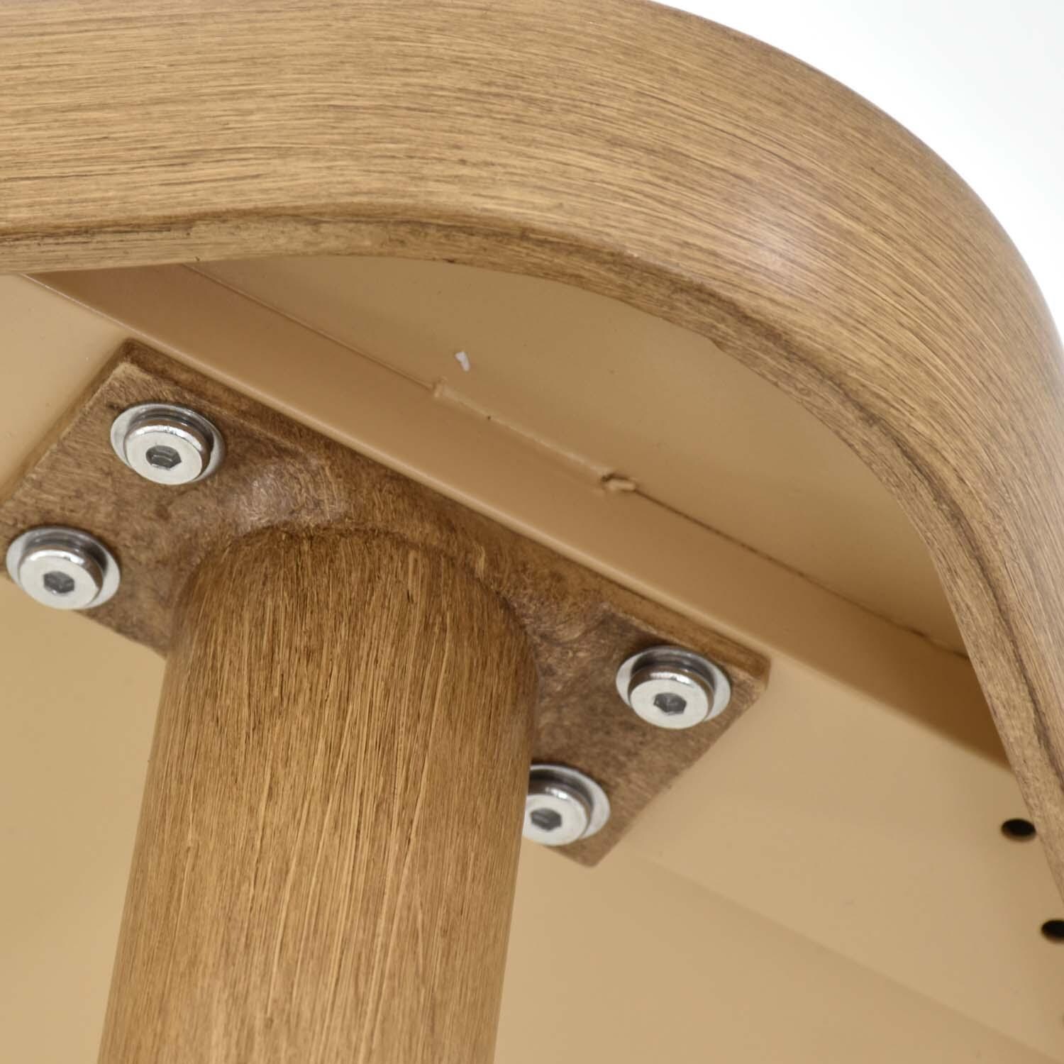 Turin 4 Pc Aluminum Seating Set W/ Beige Cushions in Wood By Lakeview Outdoor Designs - Table Corner Bottom View - Detail thumbnail