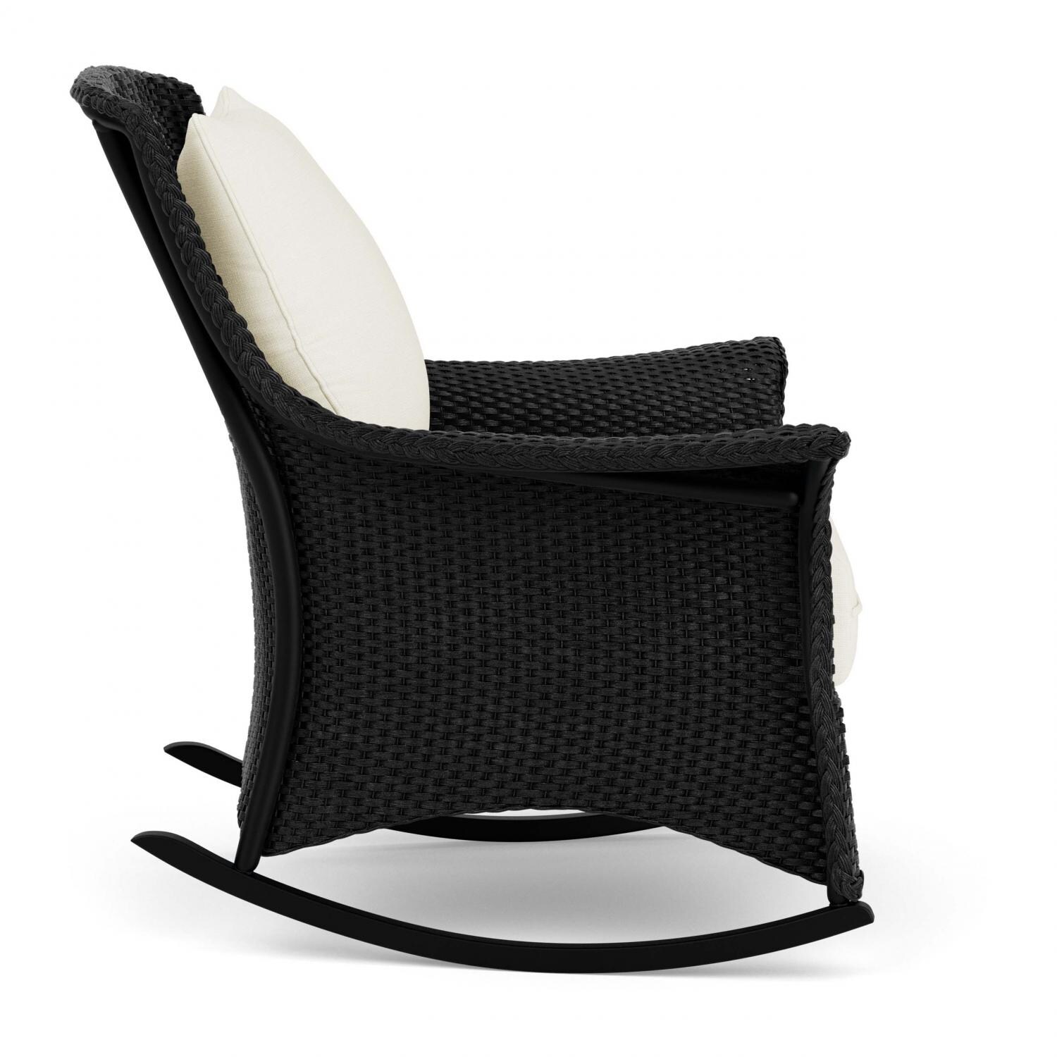 Lloyd Flanders Mandalay Lounge Rocker in Ebony Finish with Sailcloth Salt fabric - Side thumbnail