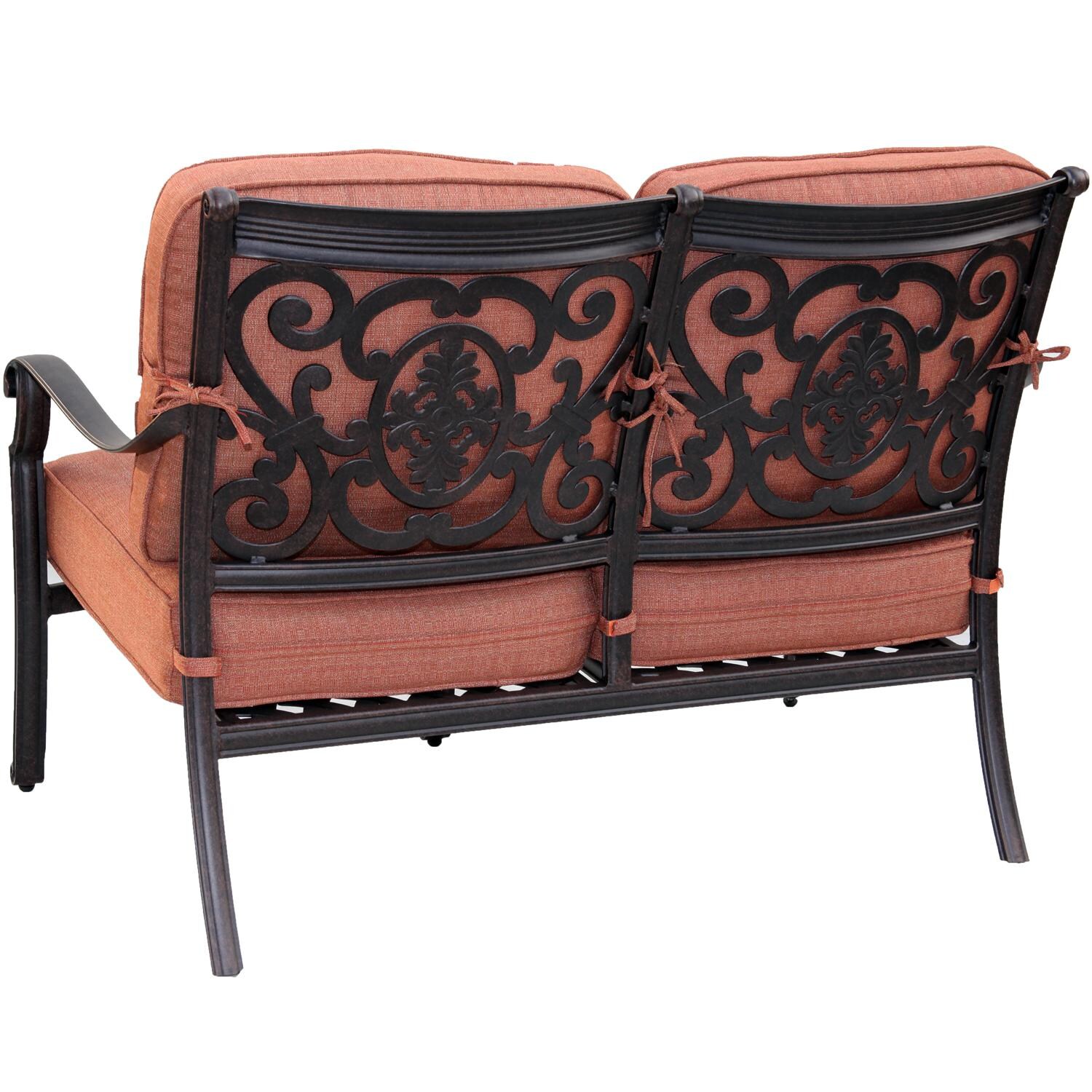 Darlee B/DL108-6PC-30AB St. Cruz Cast Aluminum Loveseat W/ Spicy Chili Cushions - Back View thumbnail