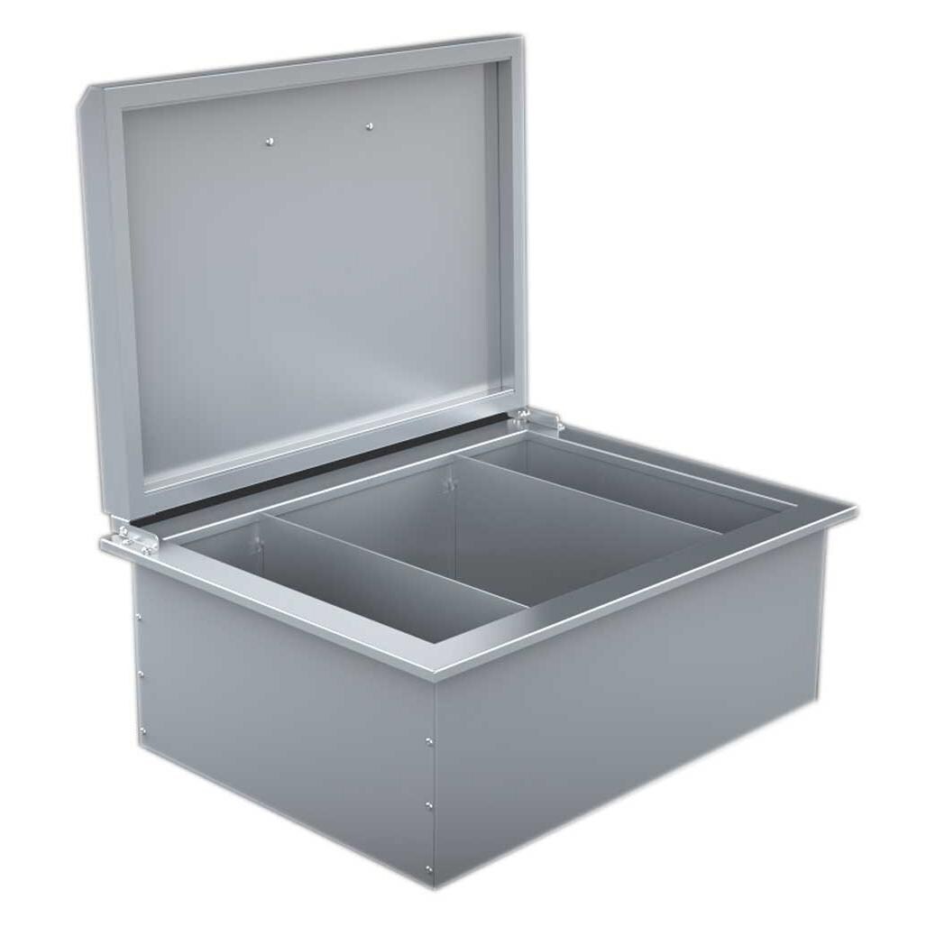 Sunstone 28-Inch Drop-In Ice Chest - Left-Front Angle View With Lid Open thumbnail