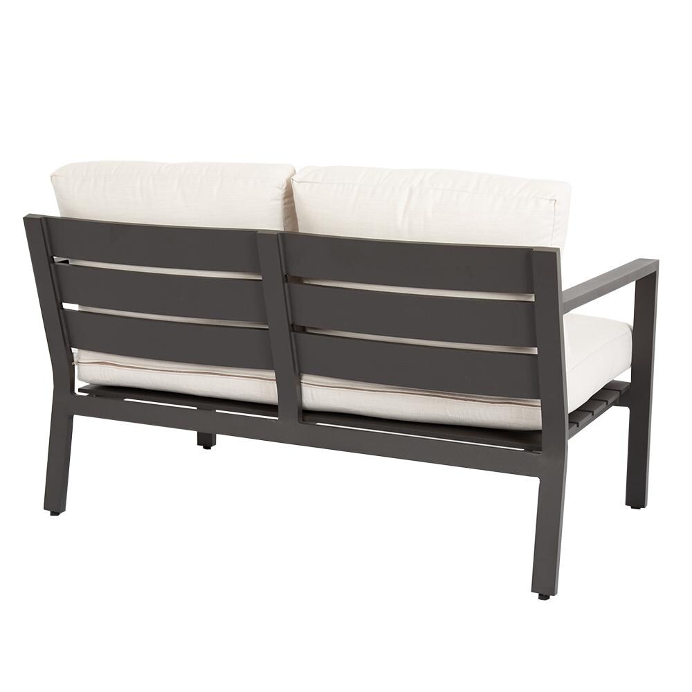 Sunset West - 321-22-48114 - Mesa Aluminum Patio Loveseat W/ Sunbrella Cast Pumice Cushions - Rear View thumbnail