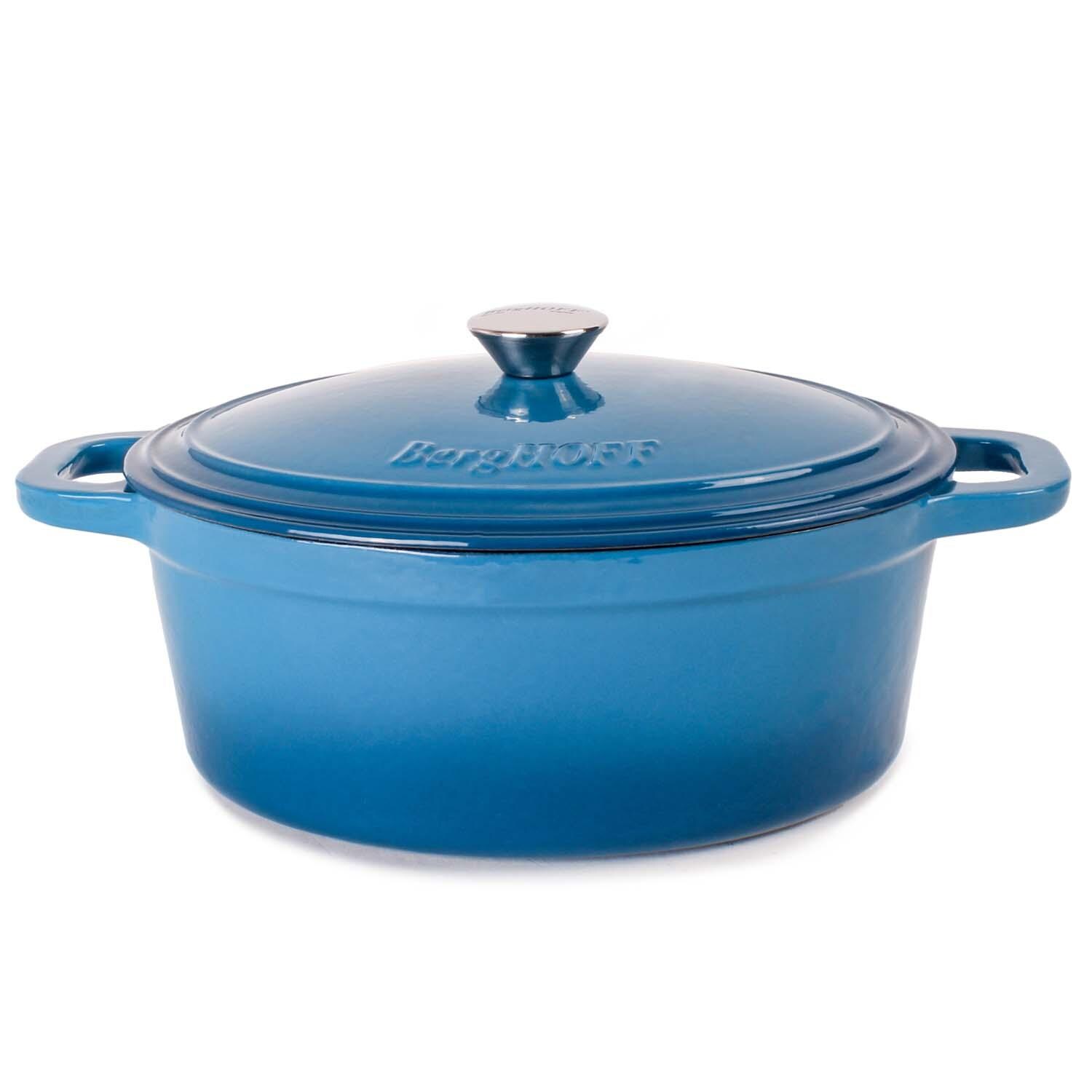 BergHOFF 11 1/2-in Neo Cast Iron 5 Qt. Oval Dutch Oven w/ Lid - Blue
