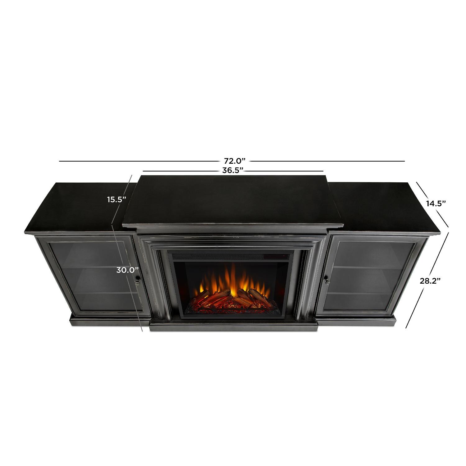 Real Flame - 7740E-BW - Frederick 72-Inch Electric Fireplace Entertainment Center - Blackwash - Overall Dimensions thumbnail