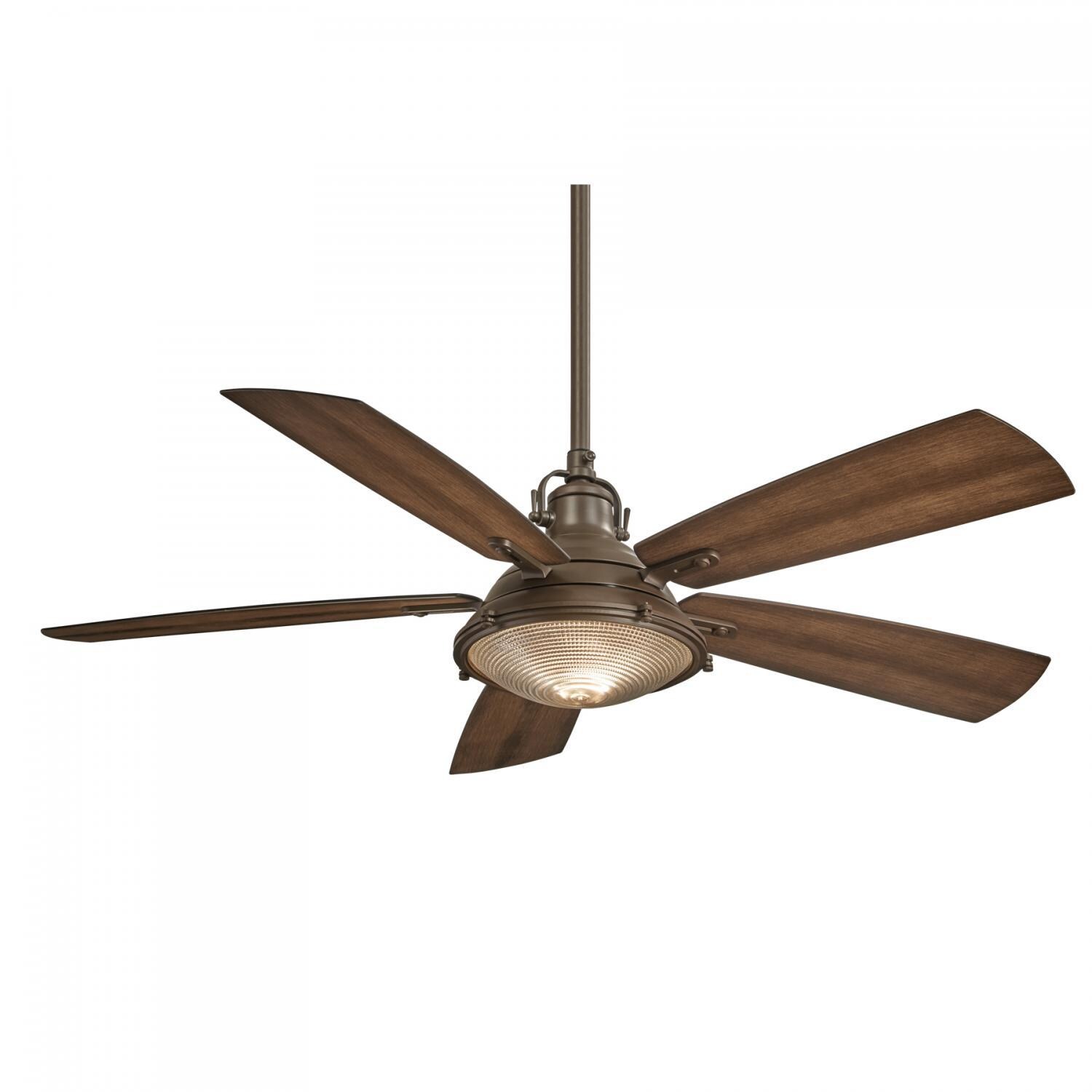 Minka-Aire Groton 56-Inch 5-Blade LED Ceiling Fan in Oil Rubbed Bronze Finish W/ Dark Pine Blades & Clear Fresnel Lens - F681L-ORB