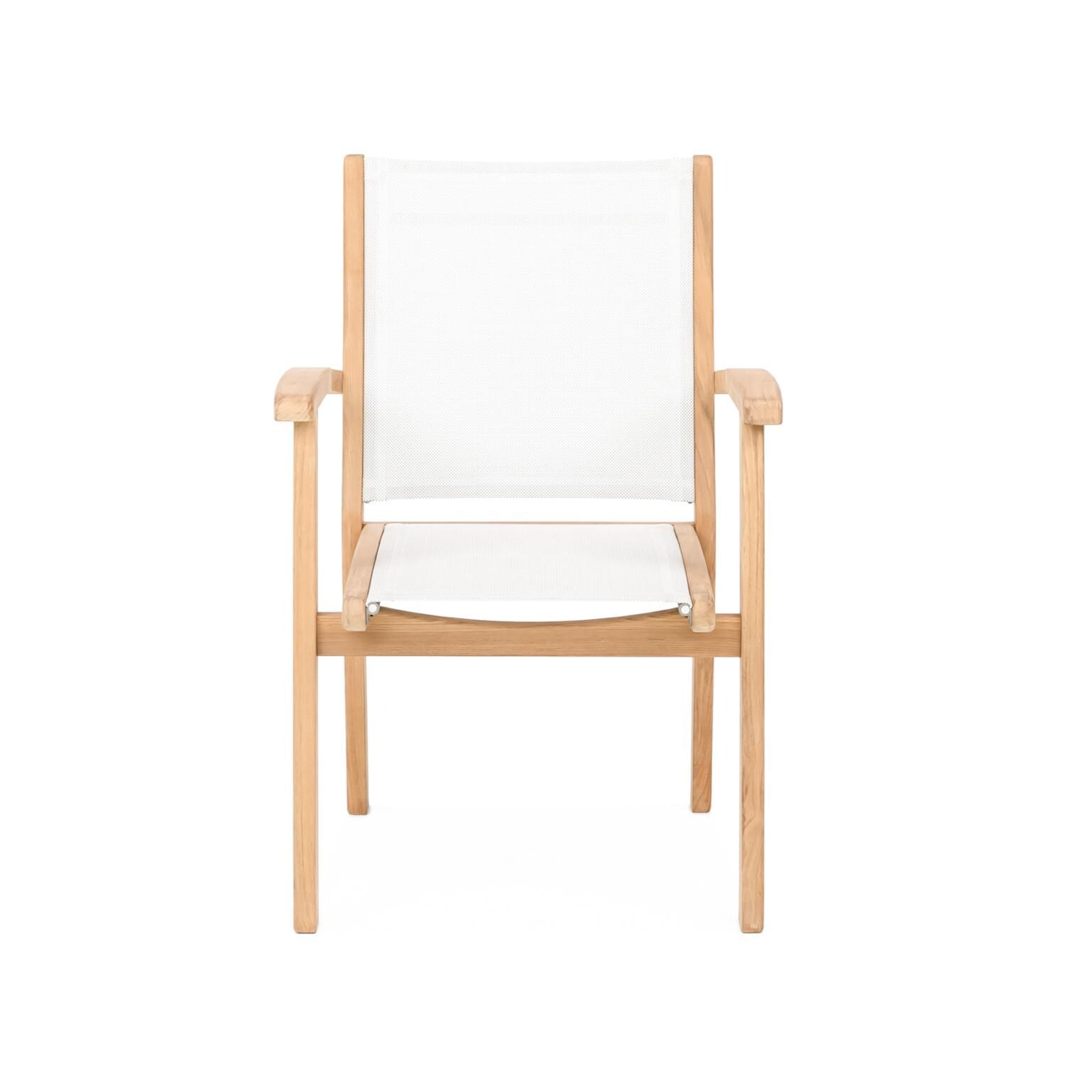 Teak + Table Cayman Sling Stacking Chair in White - White Background thumbnail