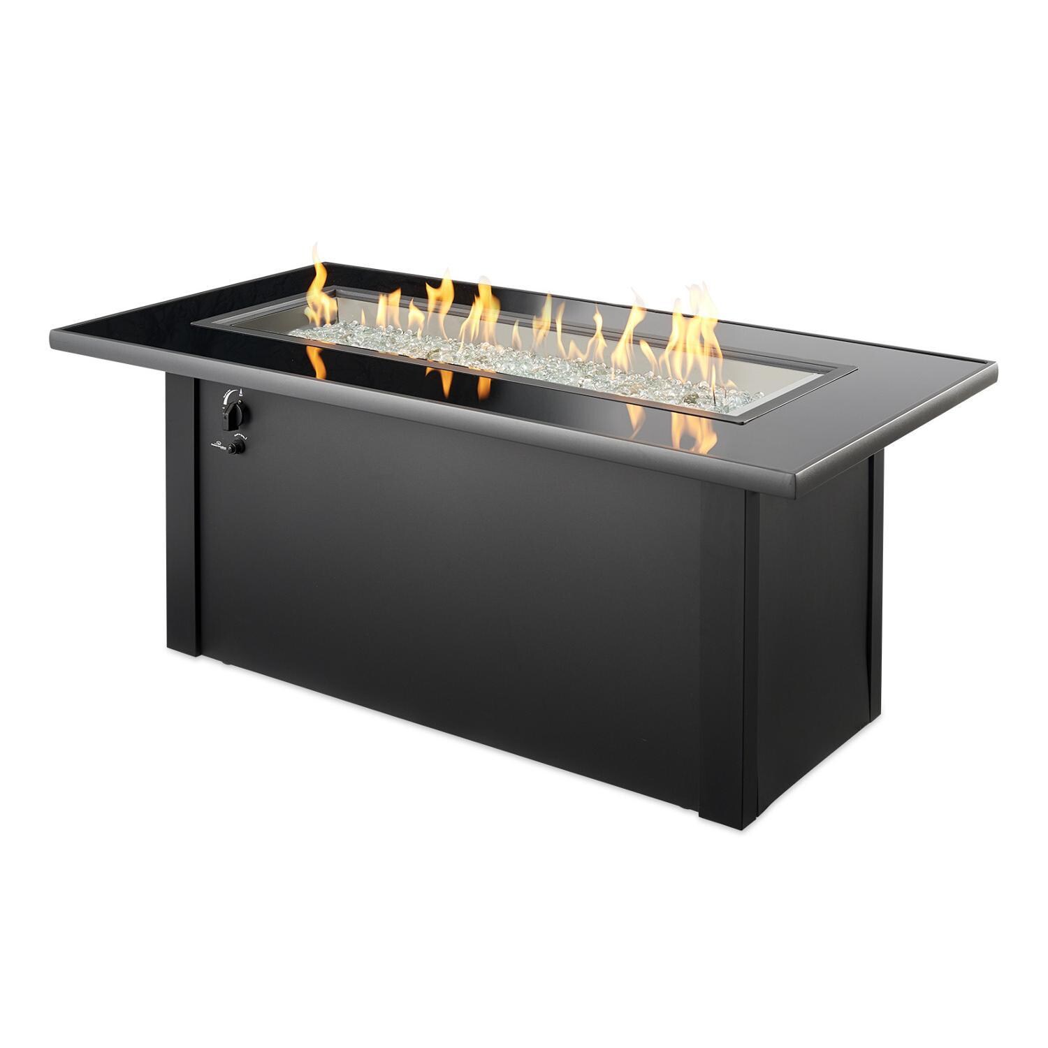 Lakeview Outdoor Designs Anchor Lake Linear Gas Fire Pit Table - Flame - White Background thumbnail