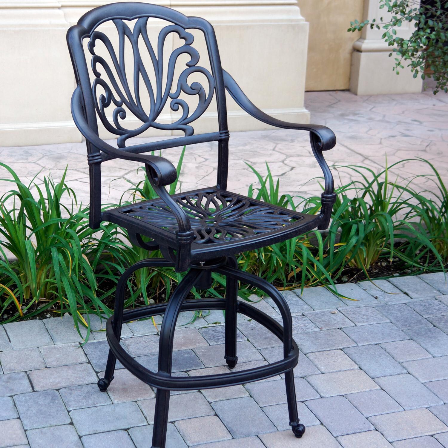 Darlee DL707-5PC-AC17FCH Elisabeth Cast Aluminum Patio Counter Height Swivel Bar Stool - Frame