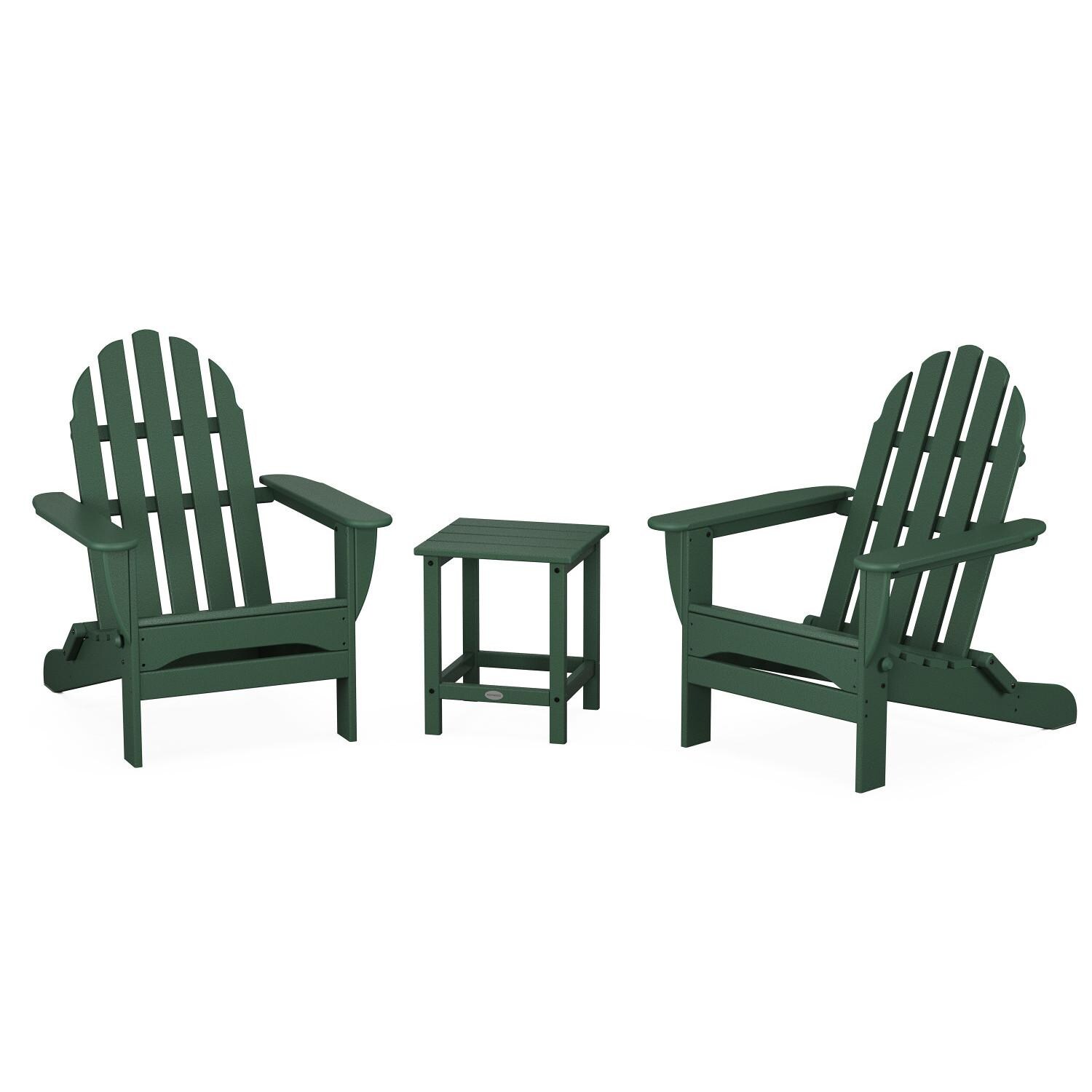 Classic Adirondack 3 Pc Recycled Plastic Seating Set in Green by POLYWOOD