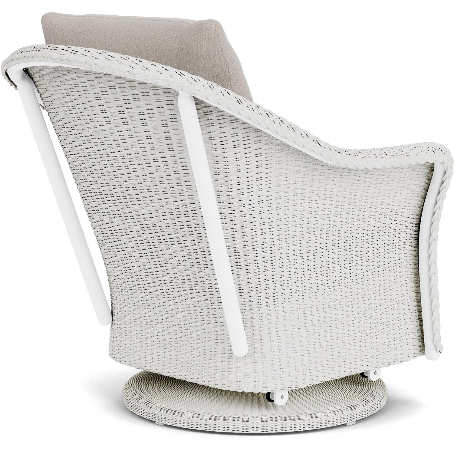 Lloyd Flanders Weekend Retreat Swivel Glider Lounge Chair in Matte White Finish W/ Remy Cloud Fabric - Back Right thumbnail