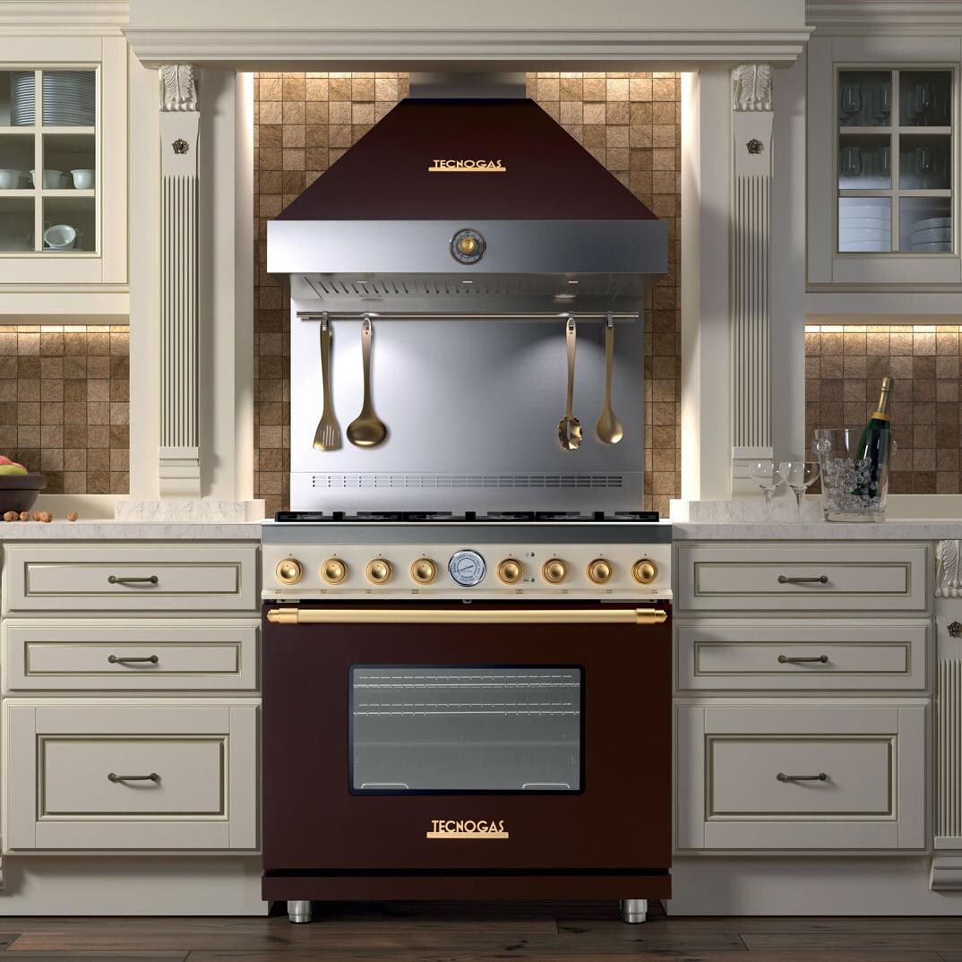 Tecnogas DECO 36-Inch Range - Installed In Kitchen (Shown With Brown Dual / Gold Model) thumbnail