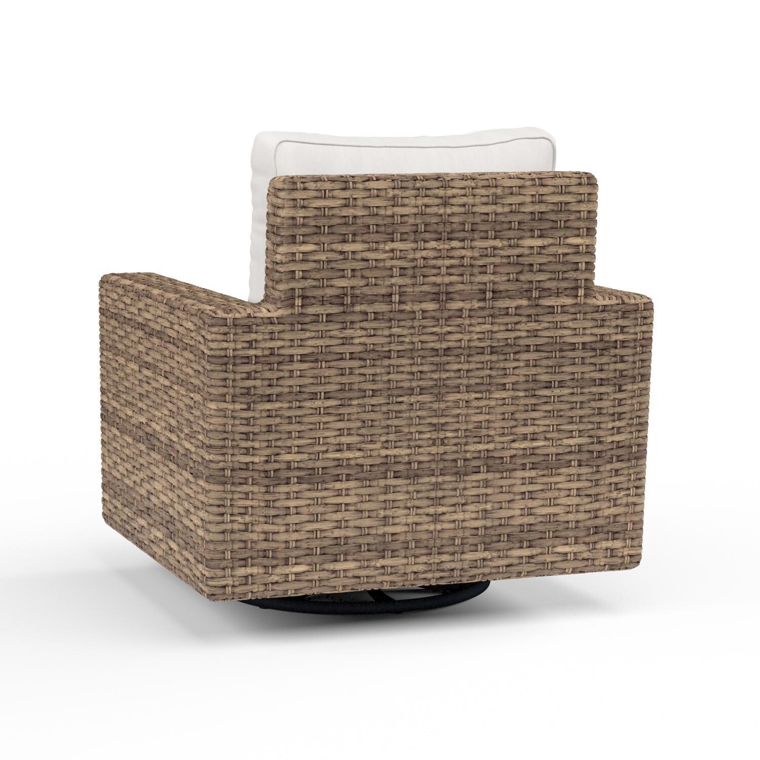 Sunset West - 1701-21SR-5492 - Havana Resin Wicker Patio Swivel Rocker Club Chair W/ Sunbrella Canvas Flax Cushions - Rear View thumbnail