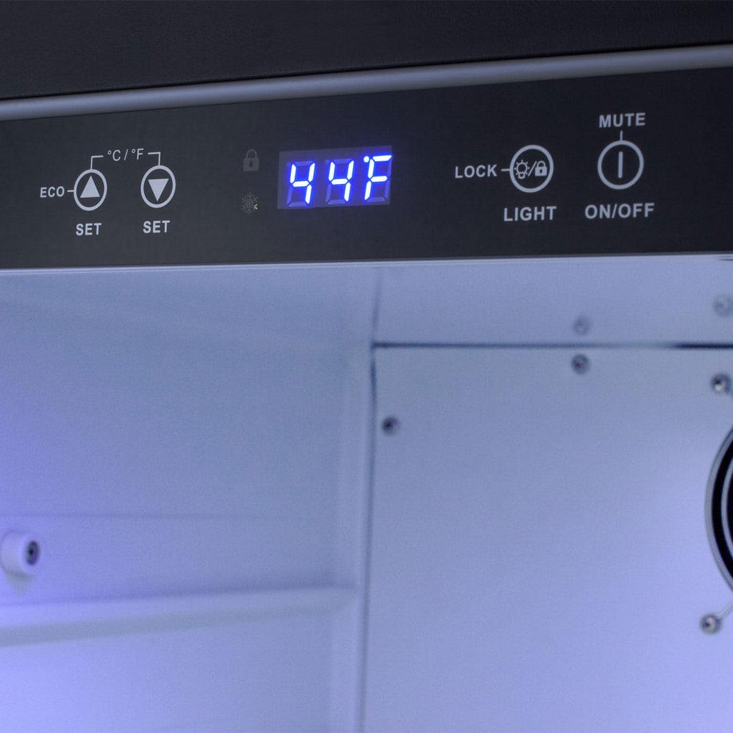 Summit FF65BSS 24 Inch 4.6 Cu. Ft. Outdoor Black Refrigerator - Control Settings - Detail thumbnail