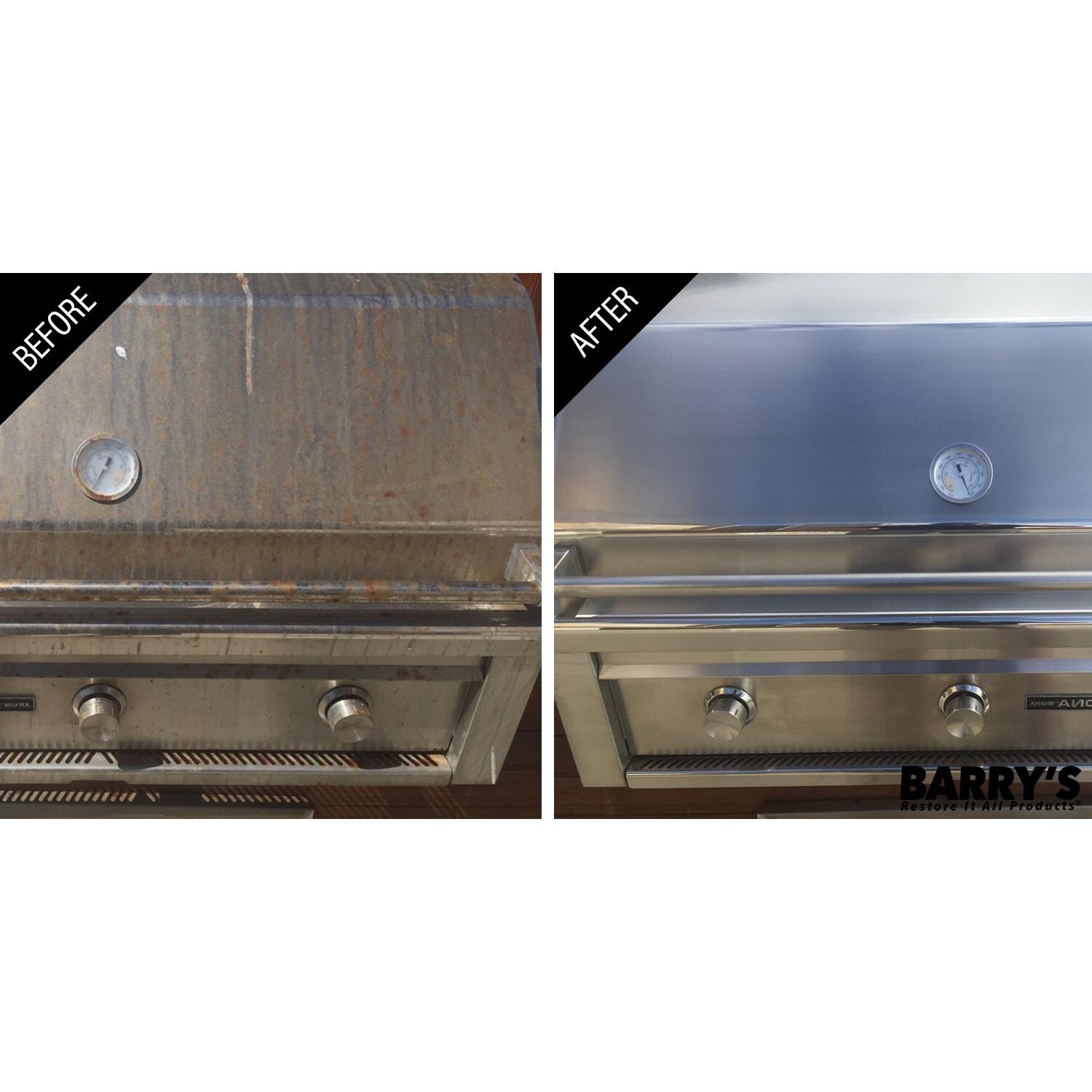 Barrys Scratch-B-Gone BRIA-BBQEIR-KIT BBQ Exterior/Interior Restoration Kit - Before And After Grill Hood - Detail thumbnail