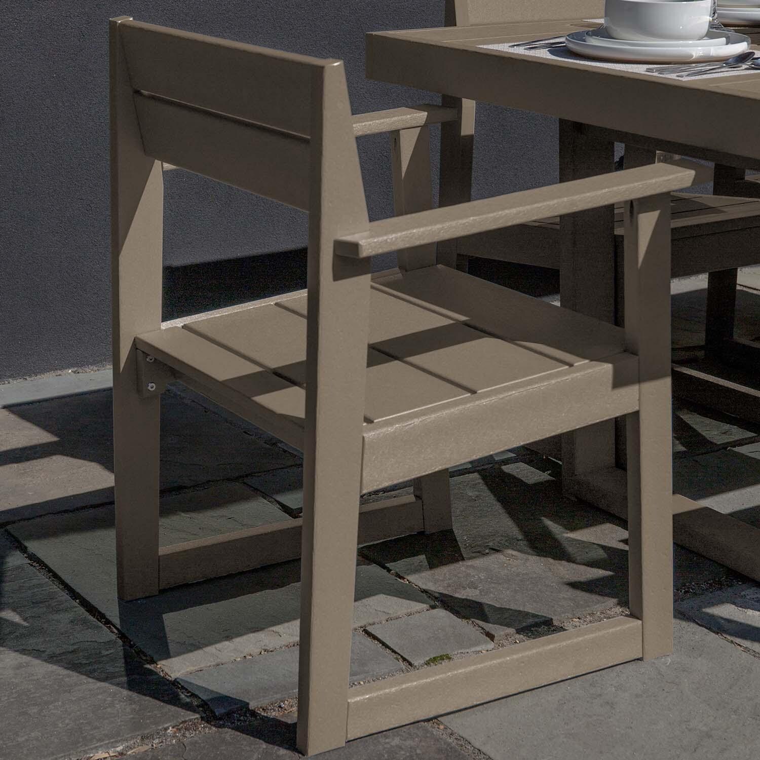 Hazel Cove 7 Pc Recycled Plastic Dining Set in Cabana Tan by Lakeview Outdoor Designs - Chair - Detail thumbnail