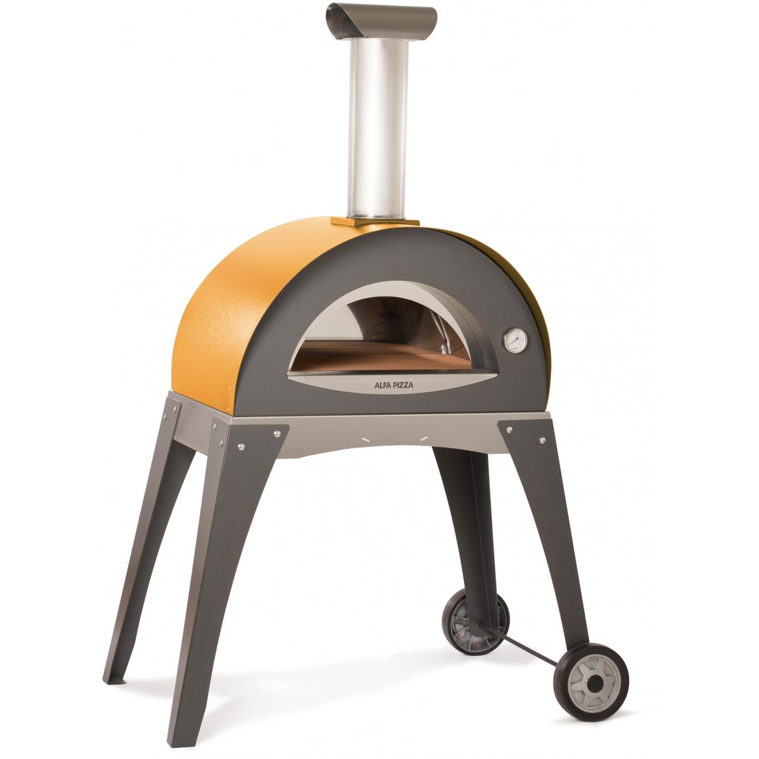 Alfa Forno Ciao Wood Burning Pizza Oven On Cart Yellow