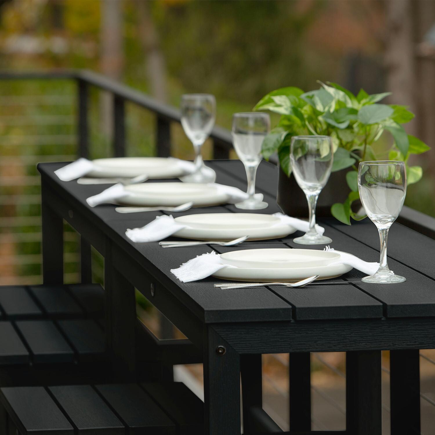 Lakeview Audubon 6 Pc Recycled Plastic Counter Height Balcony Dining Bar Set in Black - Up Close - Lifestyle thumbnail