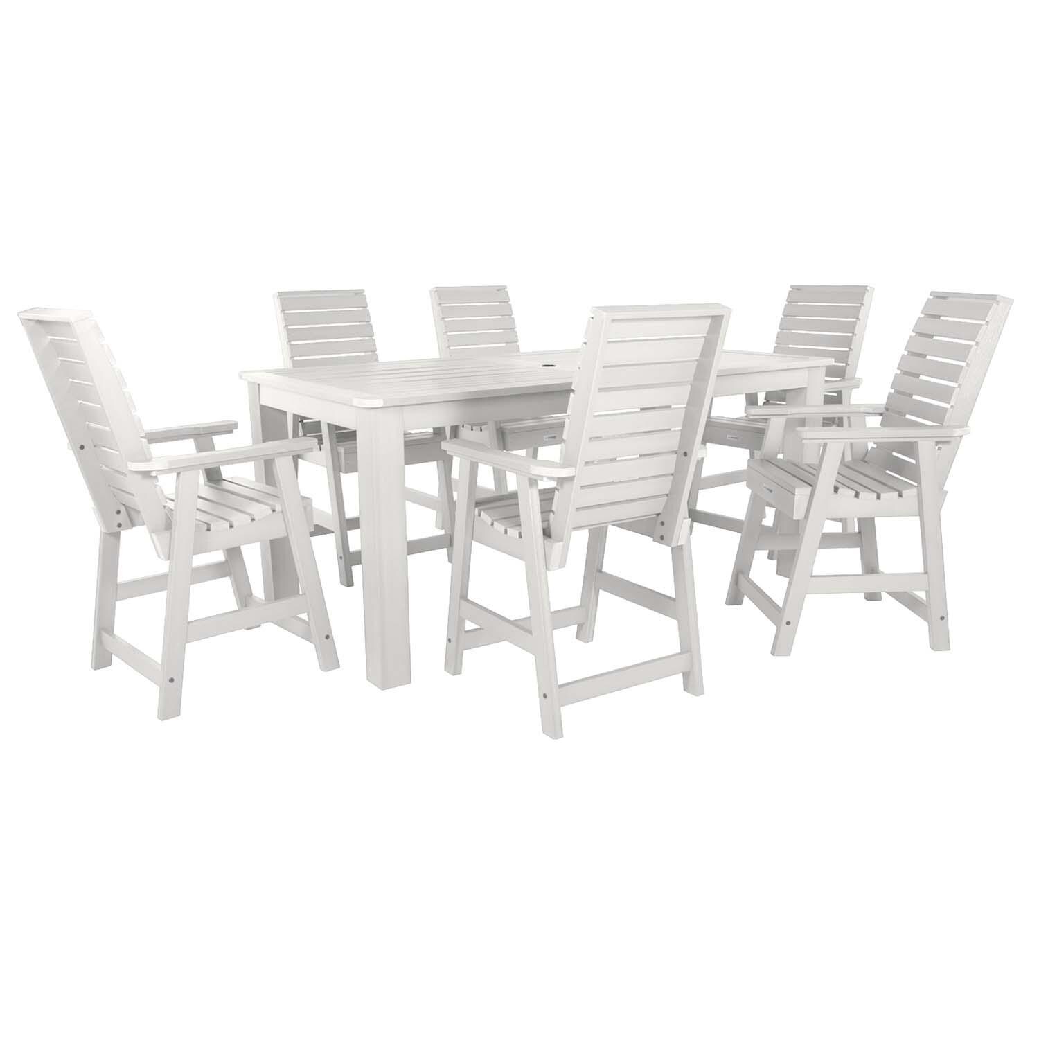 Elm Pointe 7 Pc Recycled Plastic Counter Height Set Dining In White by Lakeview - White Background thumbnail