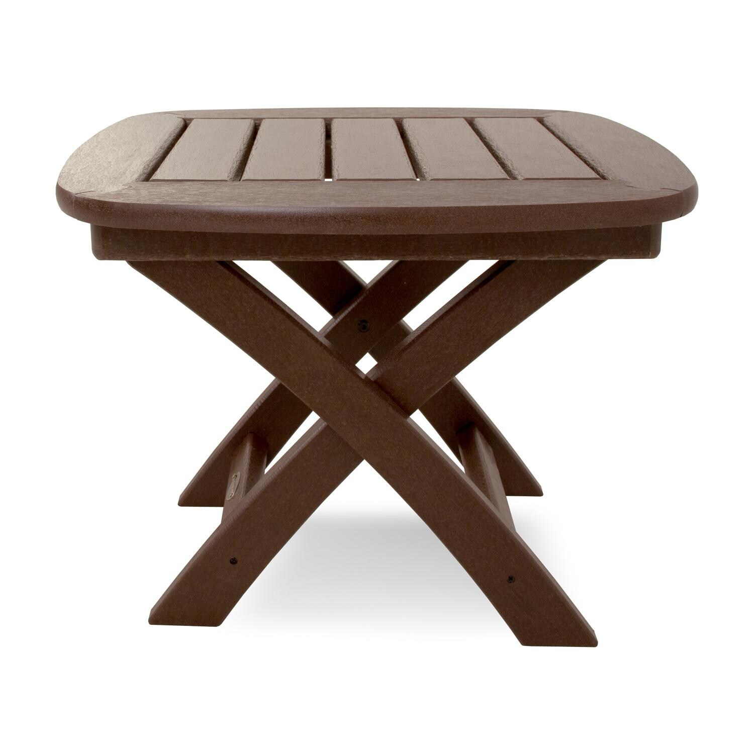 POLYWOOD Nautical 21 x 18 Inch Patio Side Table - Mahogany - Side View thumbnail