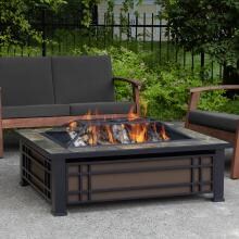 Real Flame Hamilton 43-Inch Rectangle Wood Burning Fire Pit - Black - 946-NST image