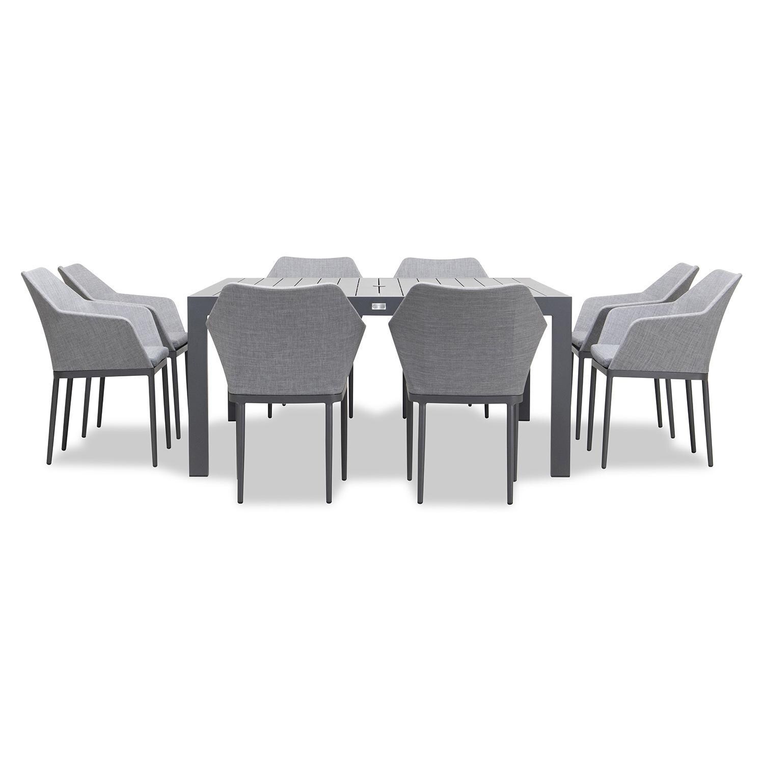 Starlook Bay 8 Seat Square Dining Table in Slate by Lakeview - Front View - White Background thumbnail