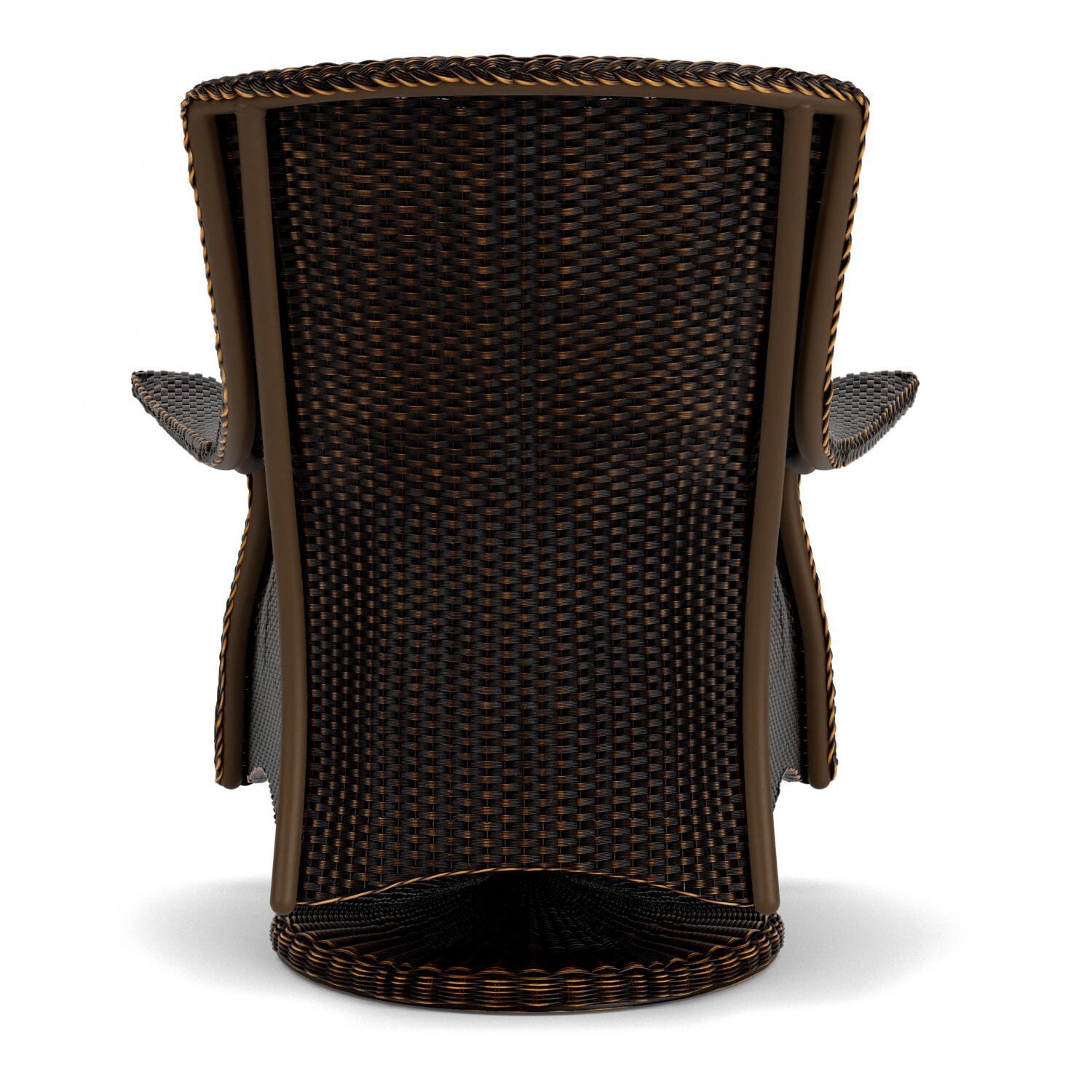 Lloyd Flanders Mandalay Swivel Rocker Lounge Chair in Mink Finish with Tundra Dove fabric - Back thumbnail