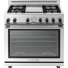 Tecnogas Superiore 36-Inch NEXT Panorama Natural Gas Range With 4 Burners & Griddle - Stainless Steel - RN362GPS-S image