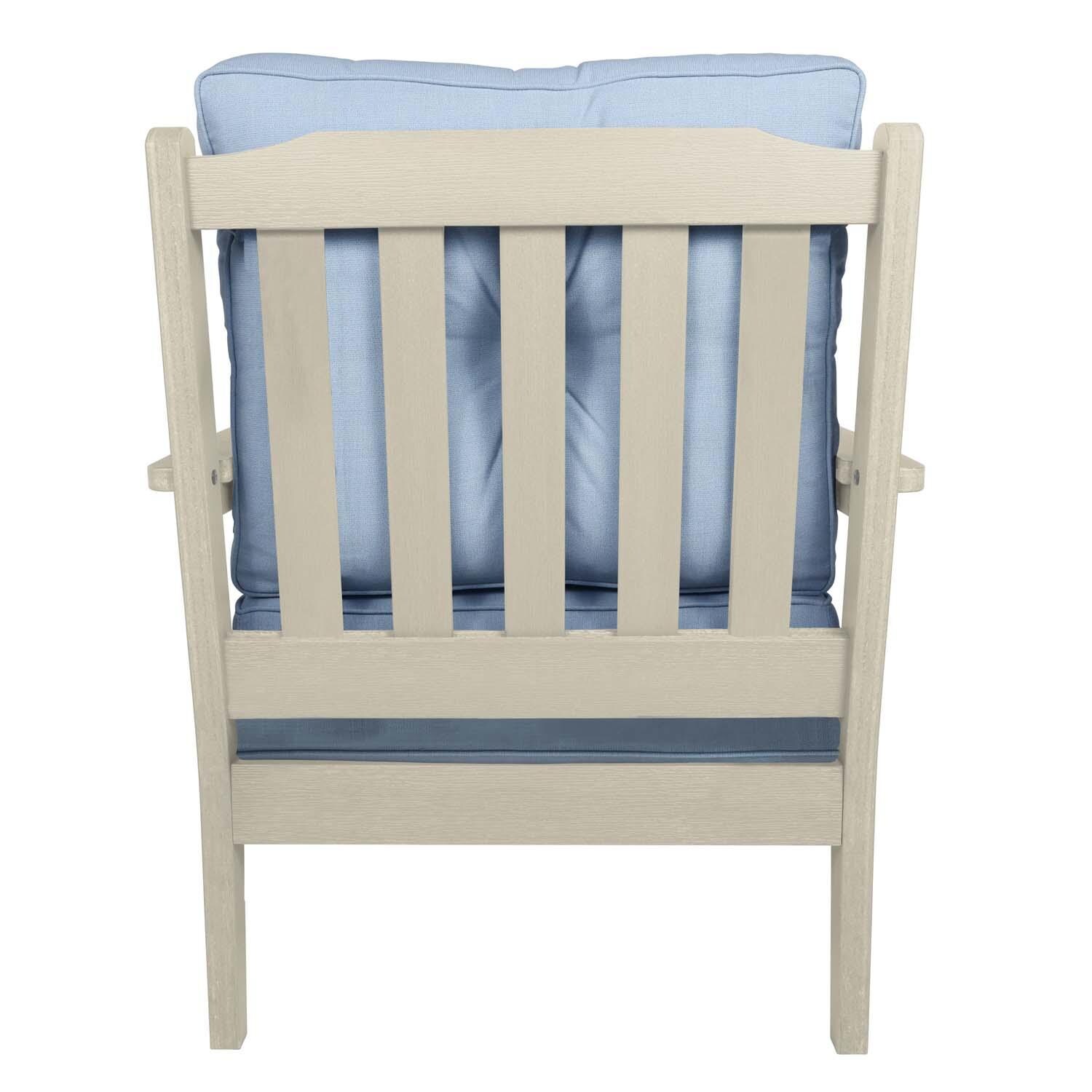 Blushing Bay 3 Pc Recycled Plastic Seating Set in Bliss Dew/Whitewash by Lakeview Outdoor Designs - Chair Back View - White Background thumbnail
