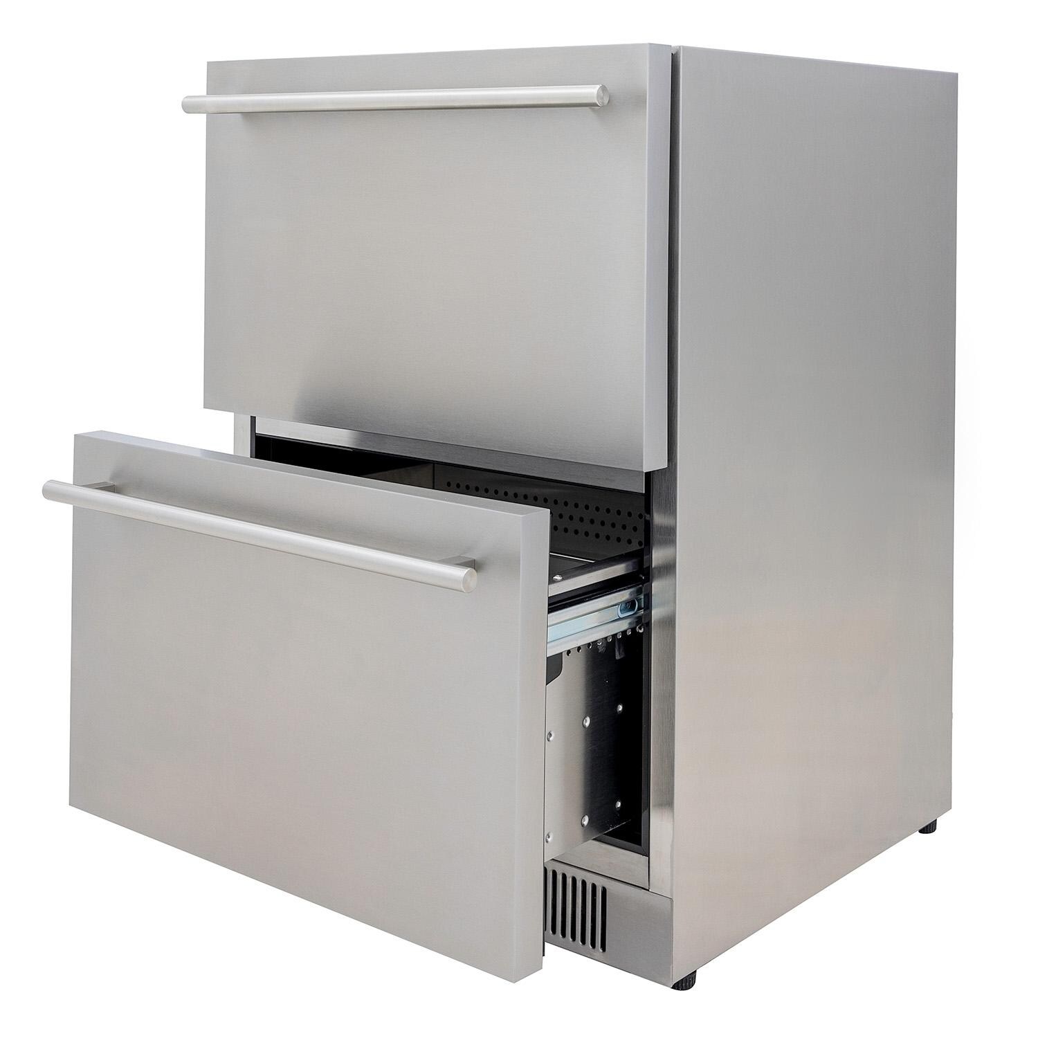 Blaze BLZ-SSRF-DBDR5.1 - 5.1 Cu. Ft. Outdoor Rated Stainless Steel Double Drawer Refrigerator - Bottom Drawer Open - White Background thumbnail