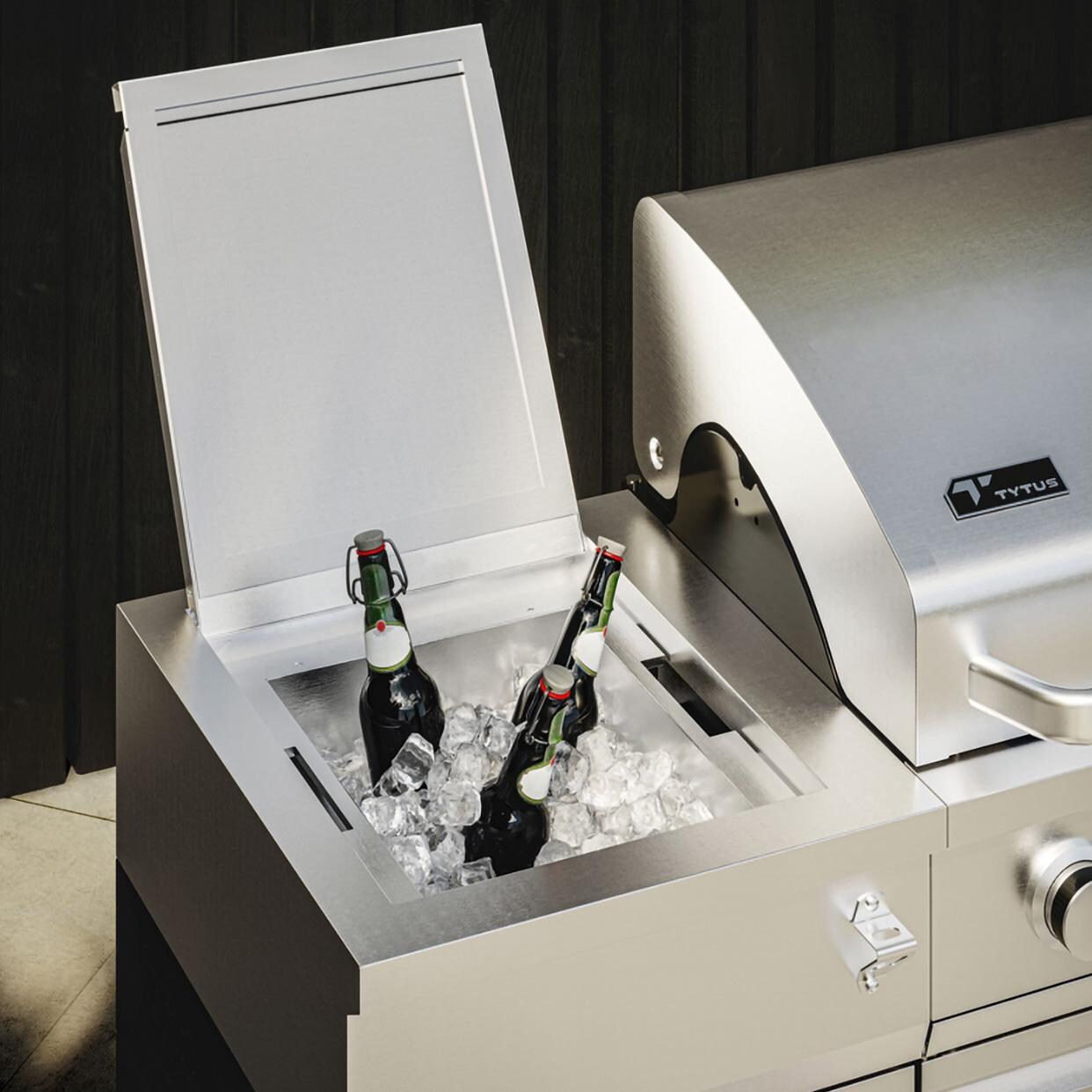 TYTUS Fresno Series 5-Burner Propane Island Grill in Stainless Steel + Shadow Stone w/ Cover & Griddle - Ice Bucket - Detail thumbnail