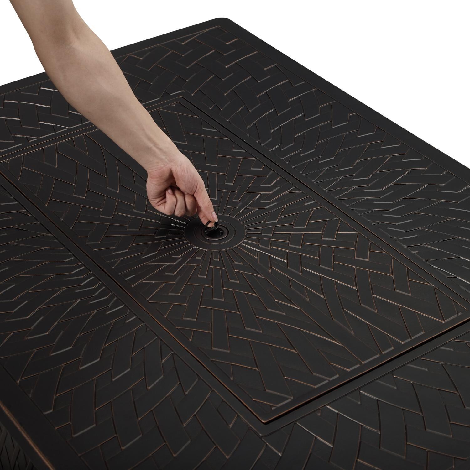 Ultimate Patio 63182-NG Palm Way 48-Inch Rectangular Aluminum Natural Gas Fire Pit - Cover Handle thumbnail