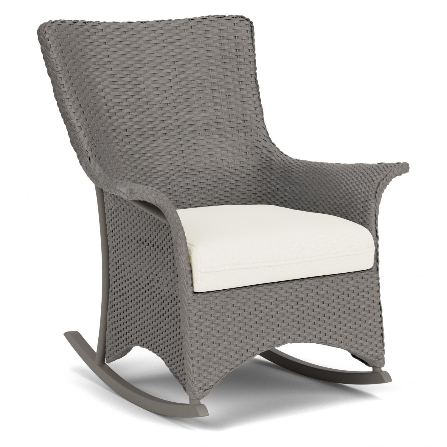 Lloyd Flanders Mandalay Porch Rocker in Pewter Finish with Sailcloth Salt fabric - Angled thumbnail