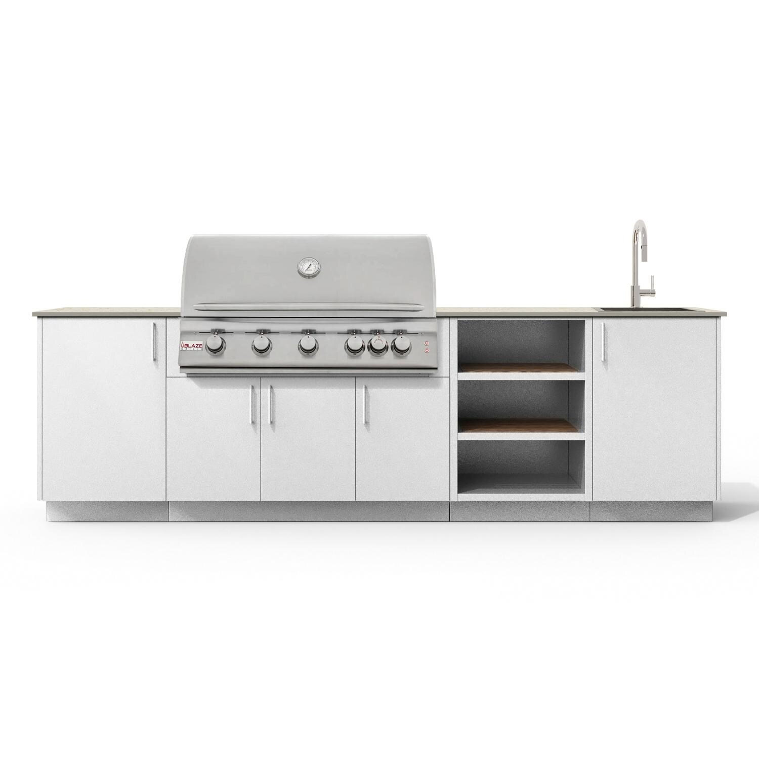 Urban Bonfire Mist 40 Outdoor Kitchen w/ Blaze LTE Natural Gas Grill, Sink, Danae Dekton Countertop & Chantilly Finish - B-Mist-40-Blaze-Danae-Chantilly